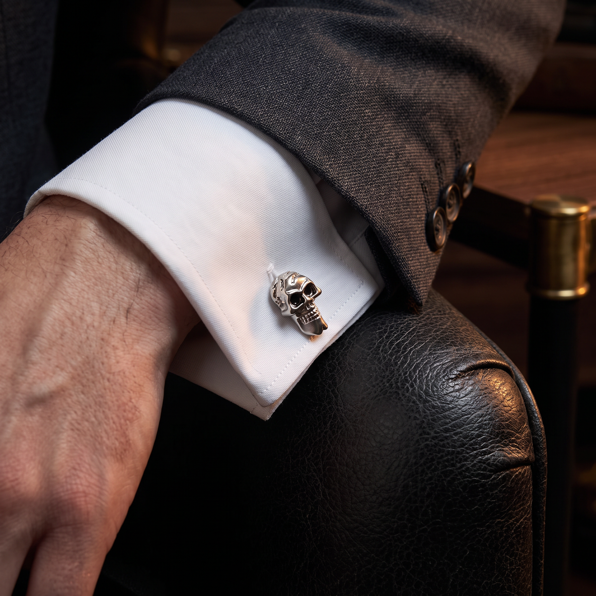 The Skull Cufflinks — lifestyle shot