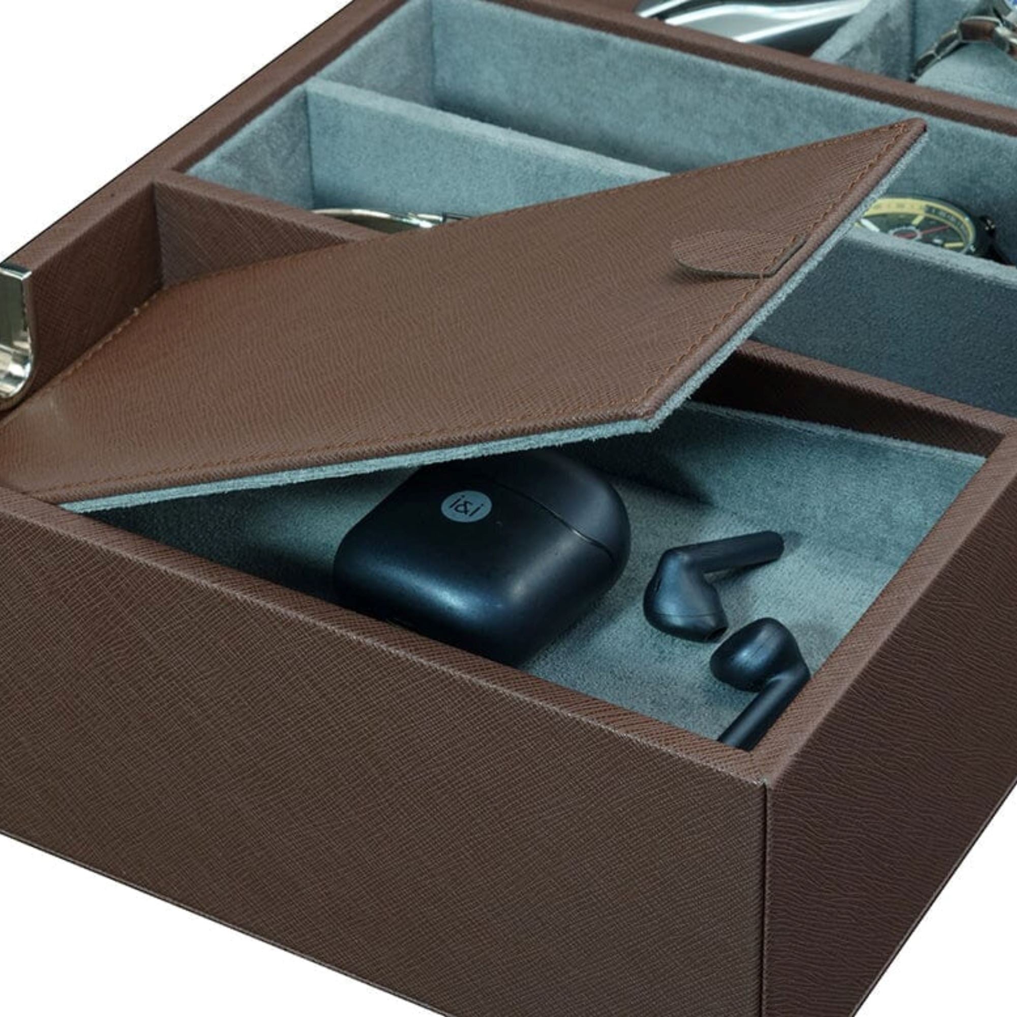 Seconds - Leather Valet Tray with Drawer in Brown Seconds Clinks