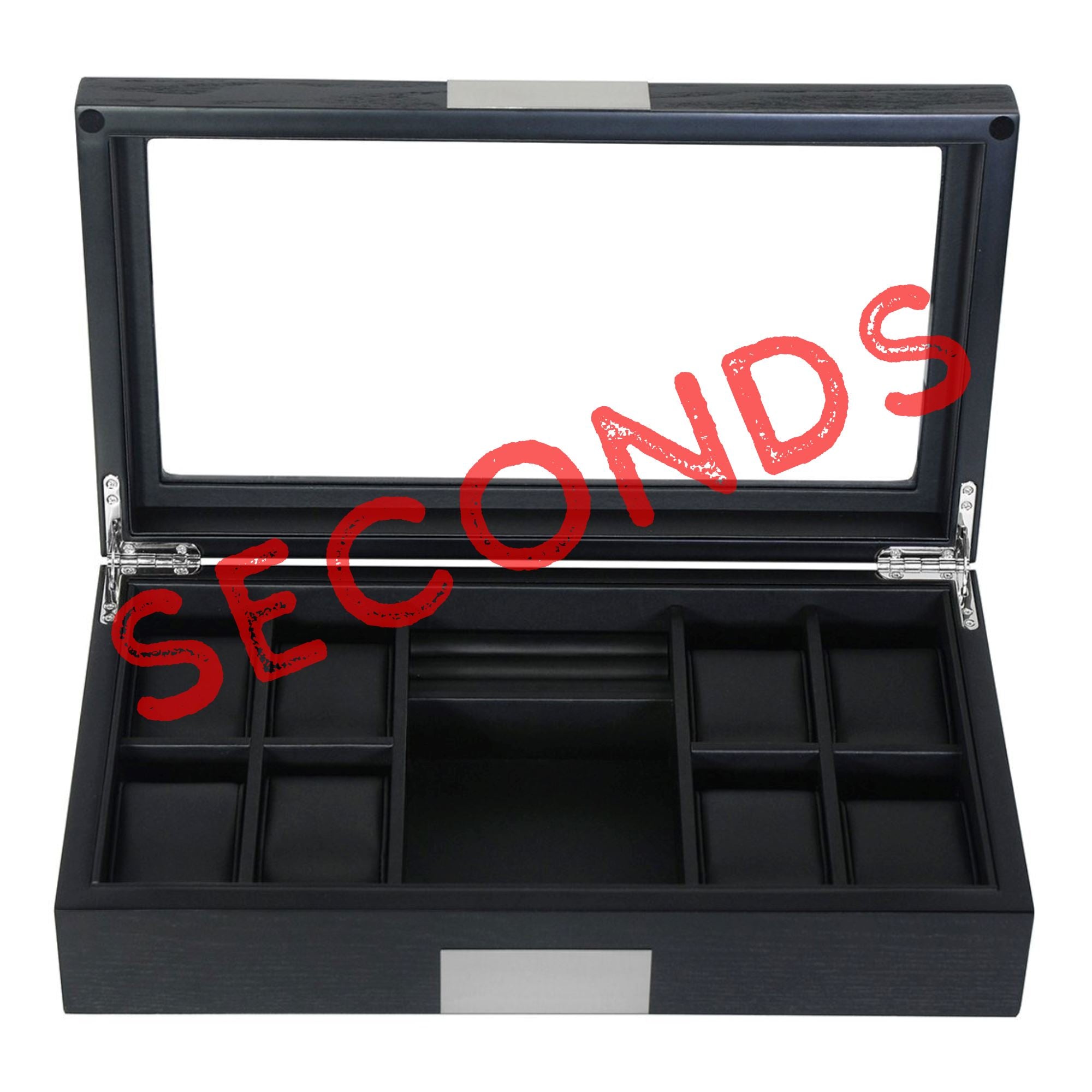 Seconds - Black Wooden Watch Box for 8 Watches+ Organiser (a) Seconds Clinks