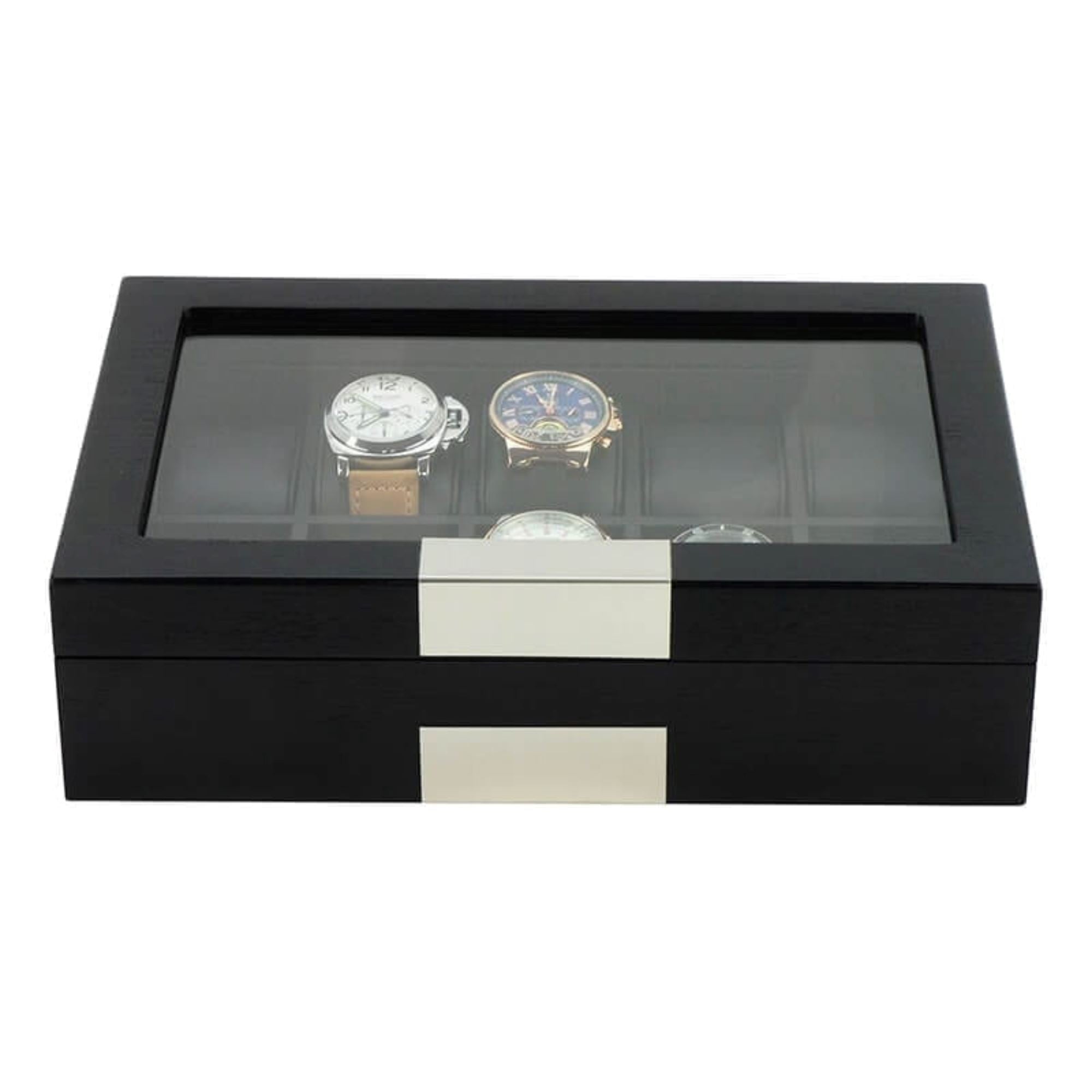 Seconds - 10 Slots Black Wooden Watch Box Seconds Clinks