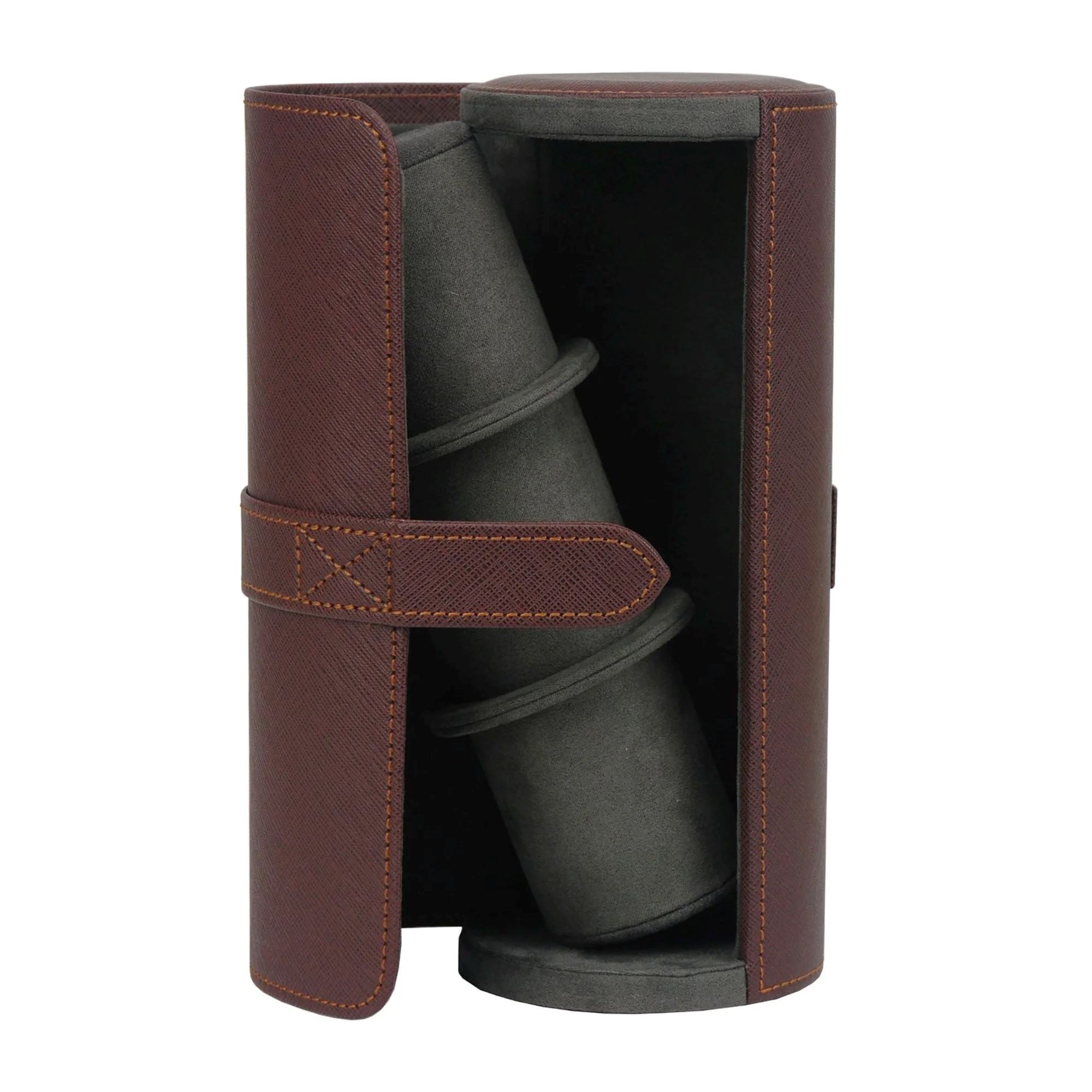 Seconds - Watch Roll Case for 3 in Dark Brown Vegan Leather (a) Watch Boxes Clinks