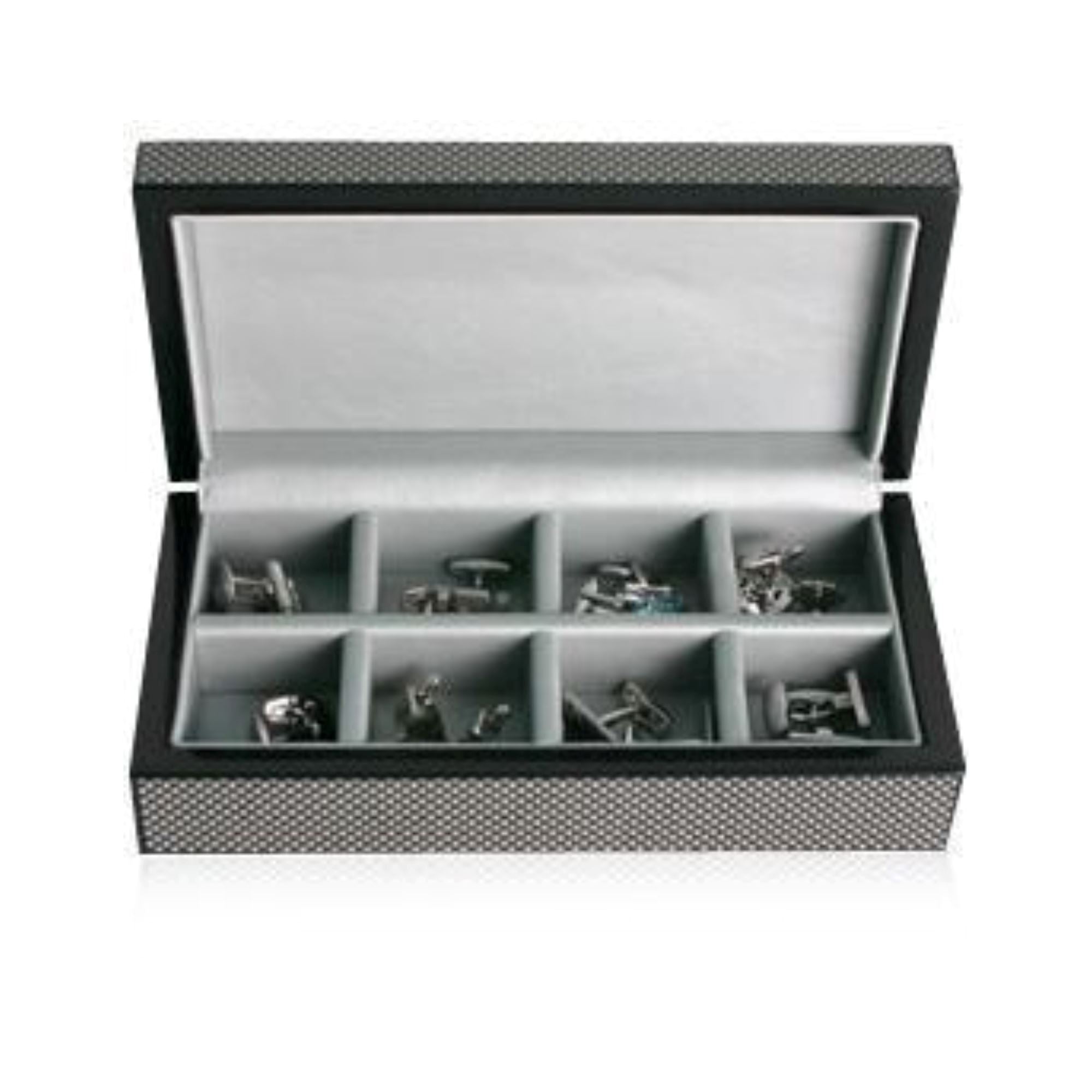 Seconds - 8 Pair Wooden Carbon Fibre Look Storage Box (a) Seconds Clinks
