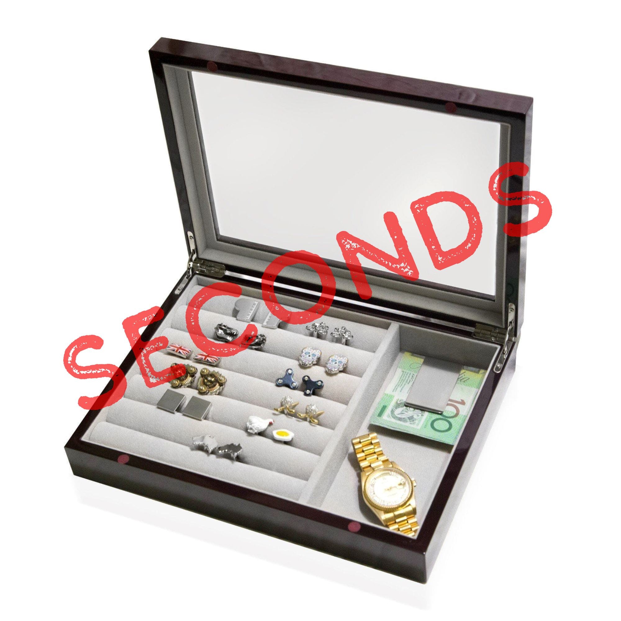 Seconds - Medium Cufflink and Valet Box Mahogany (b) Seconds Clinks Australia