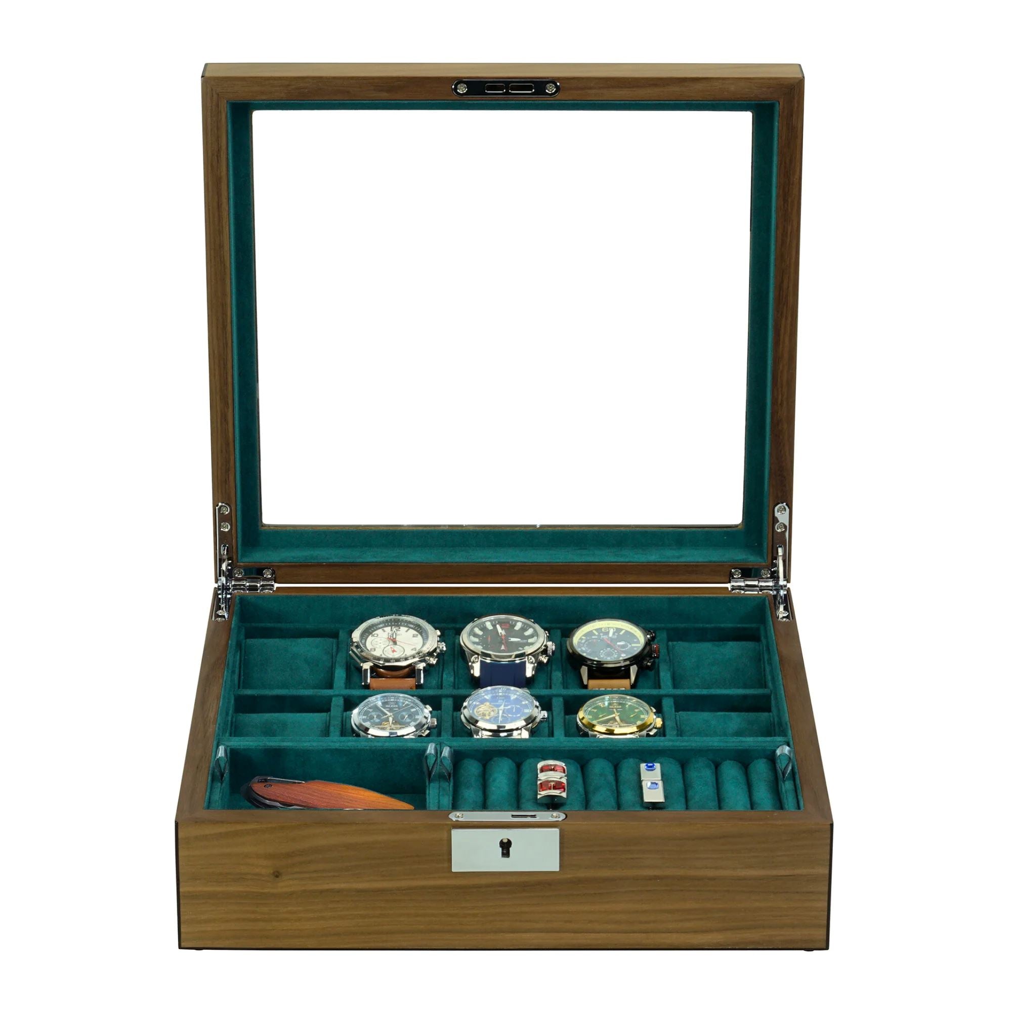 Seconds - 10 Slots Walnut Wooden Watch Box with Removable Trays Seconds Clinks Australia