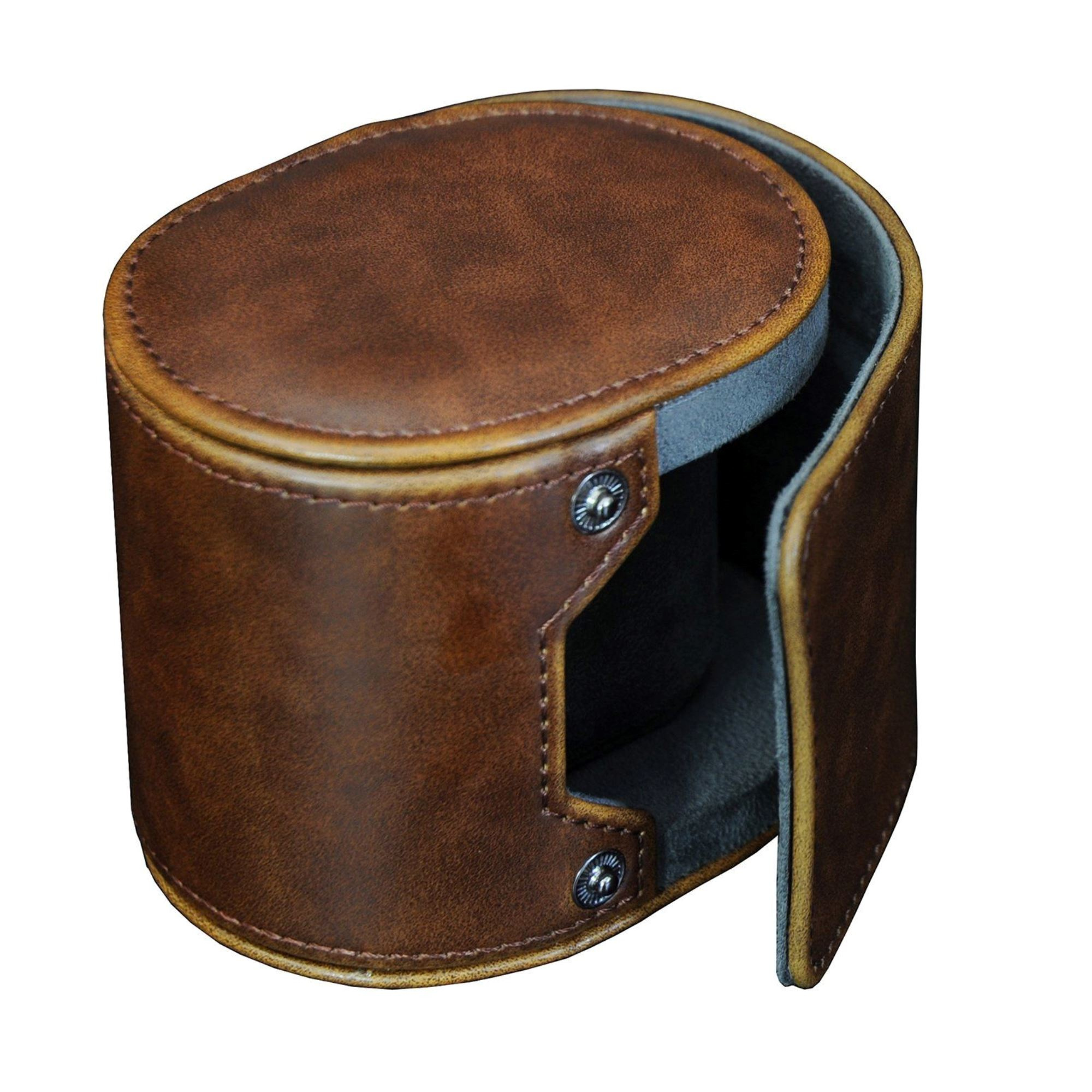 Seconds - Travel Watch Roll Case for 1 in Brown Vegan Leather (a)