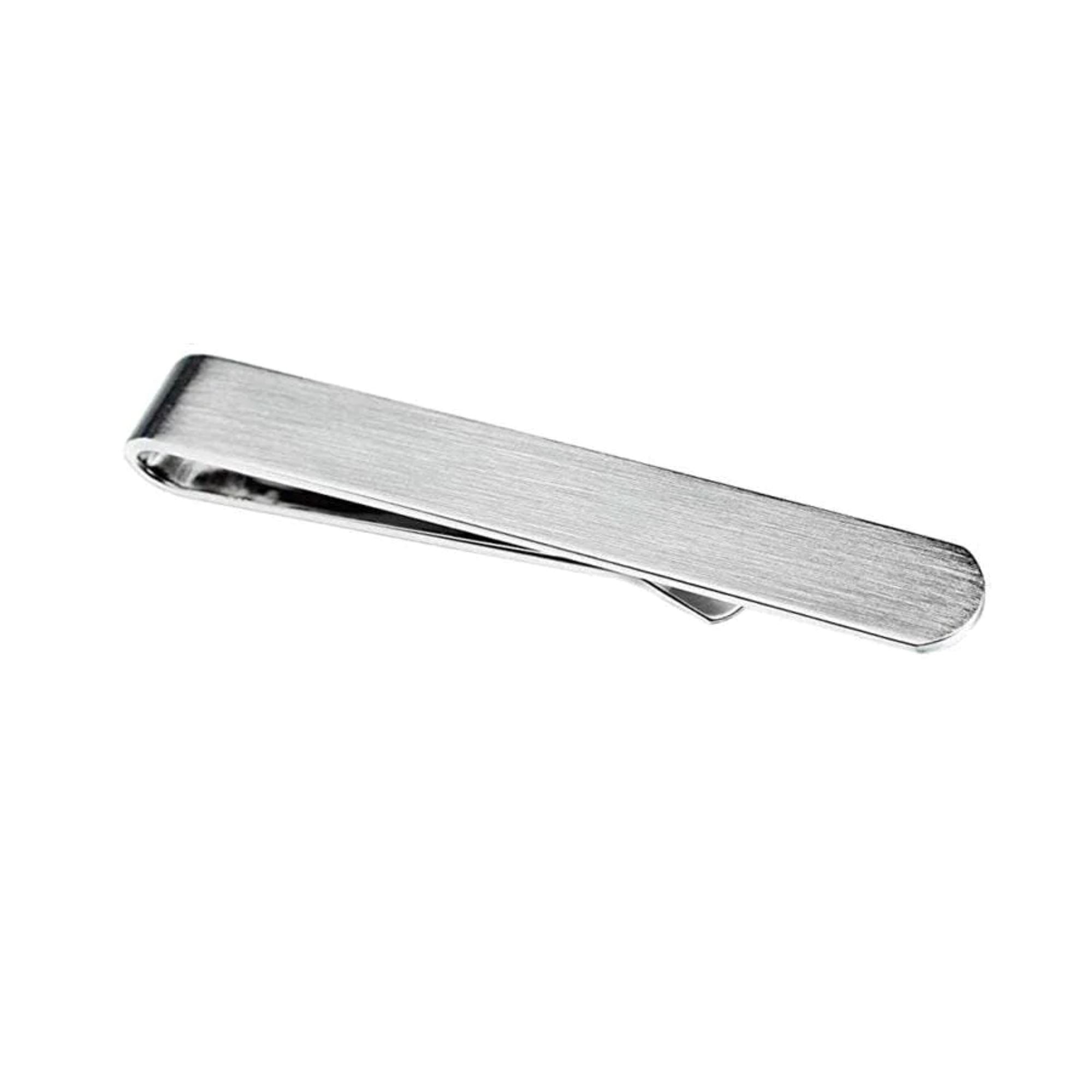 Brushed Silver Tie Bar with curved end 50mm Tie Bars Clinks Australia