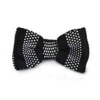 Black/White Stripe Adult Knit Bowtie Bow Ties Clinks Australia