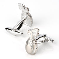 Silver Golf Bag with Clubs Cufflinks Novelty Cufflinks Clinks Australia