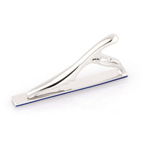 Brushed Silver with Dark Blue Edge Small Tie Clip Tie Clips Clinks Australia