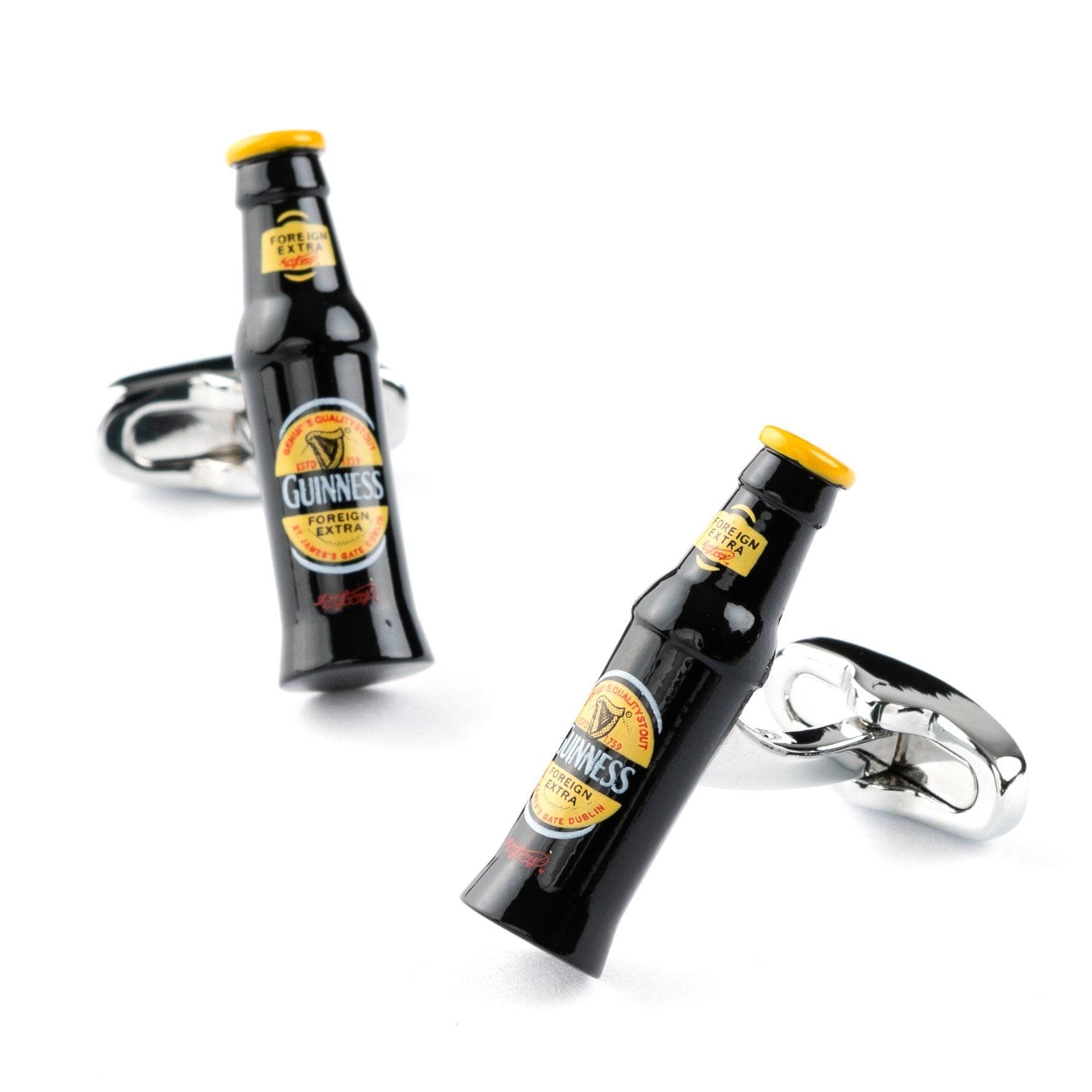 Black & Yellow Beer Bottle Cufflinks Novelty Cufflinks Clinks Australia