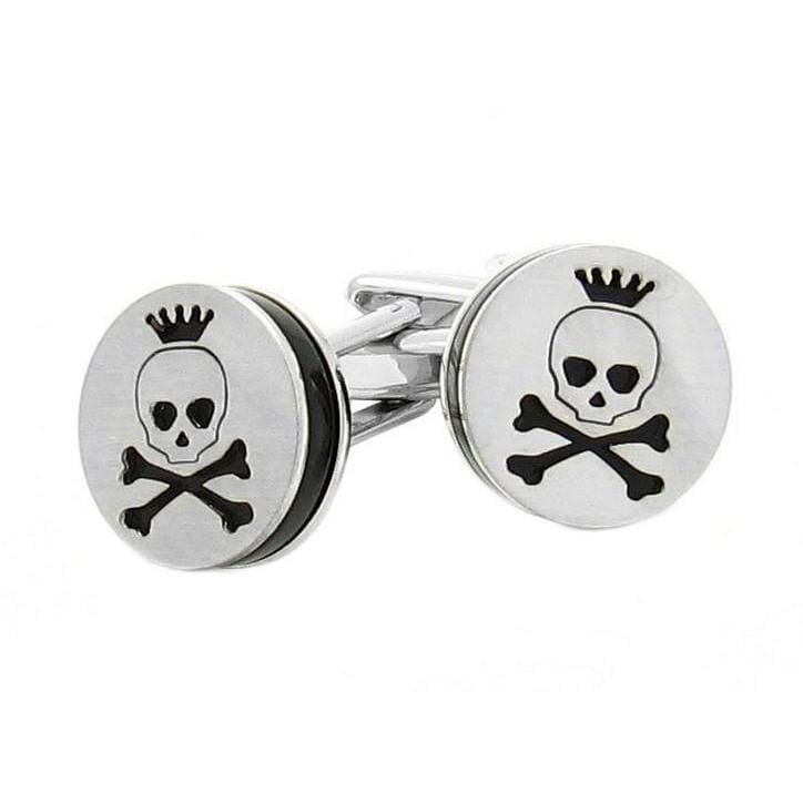 Skull and Cross Bones Silver and Black Cufflinks Novelty Cufflinks Clinks Australia
