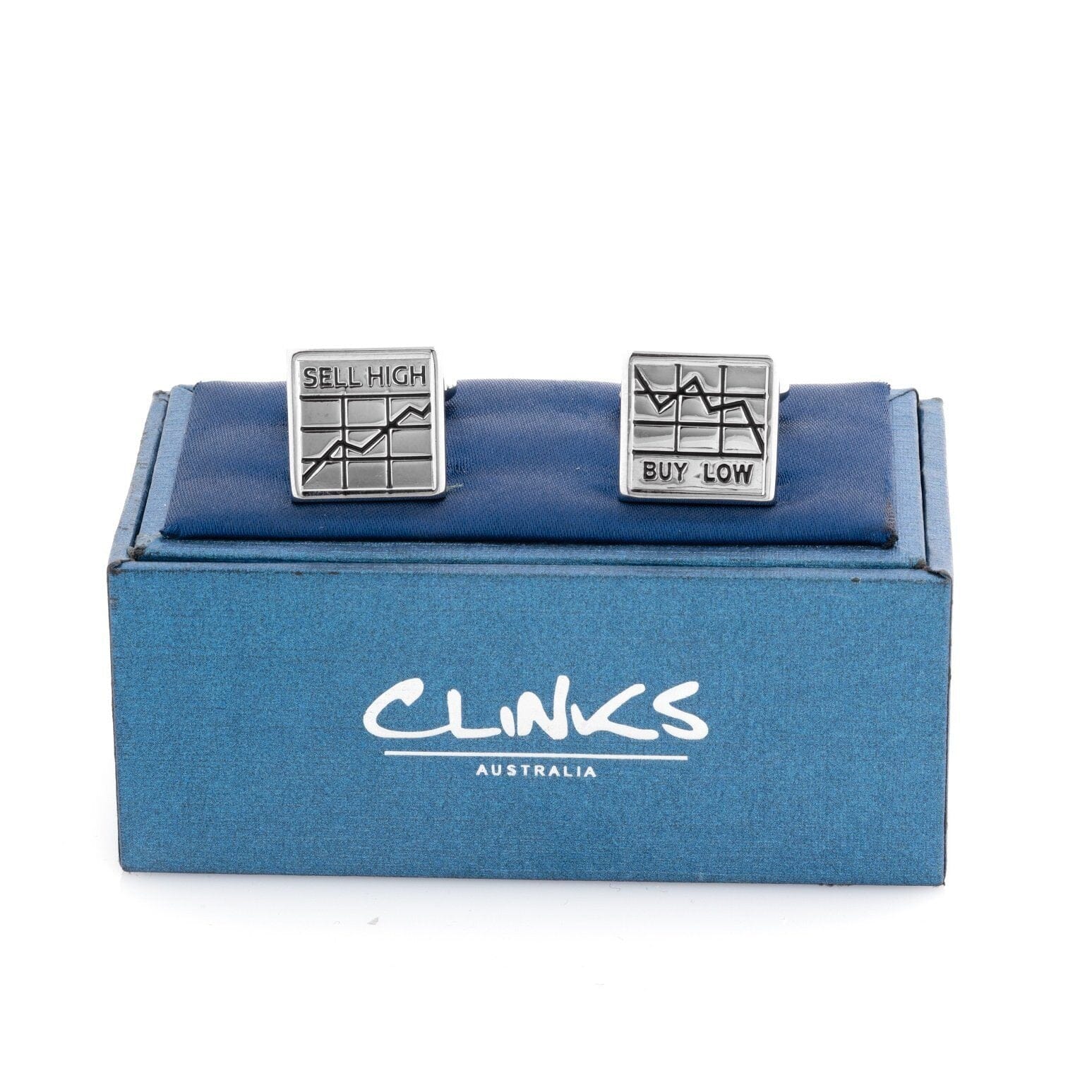 Buy Low Sell High Silver Cufflinks Novelty Cufflinks Clinks Australia