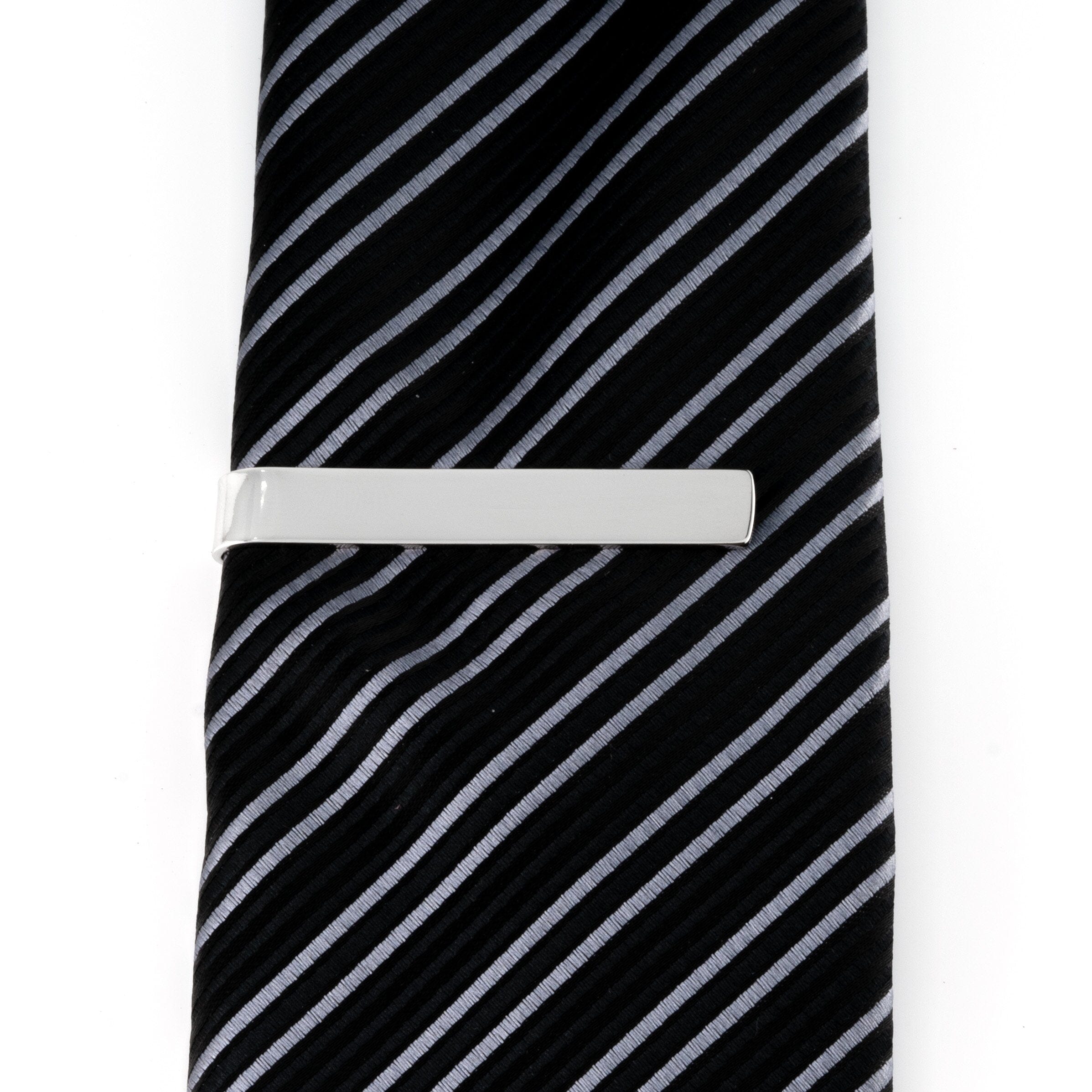 Shiny Silver Tie Bar Tie Clips Clinks
