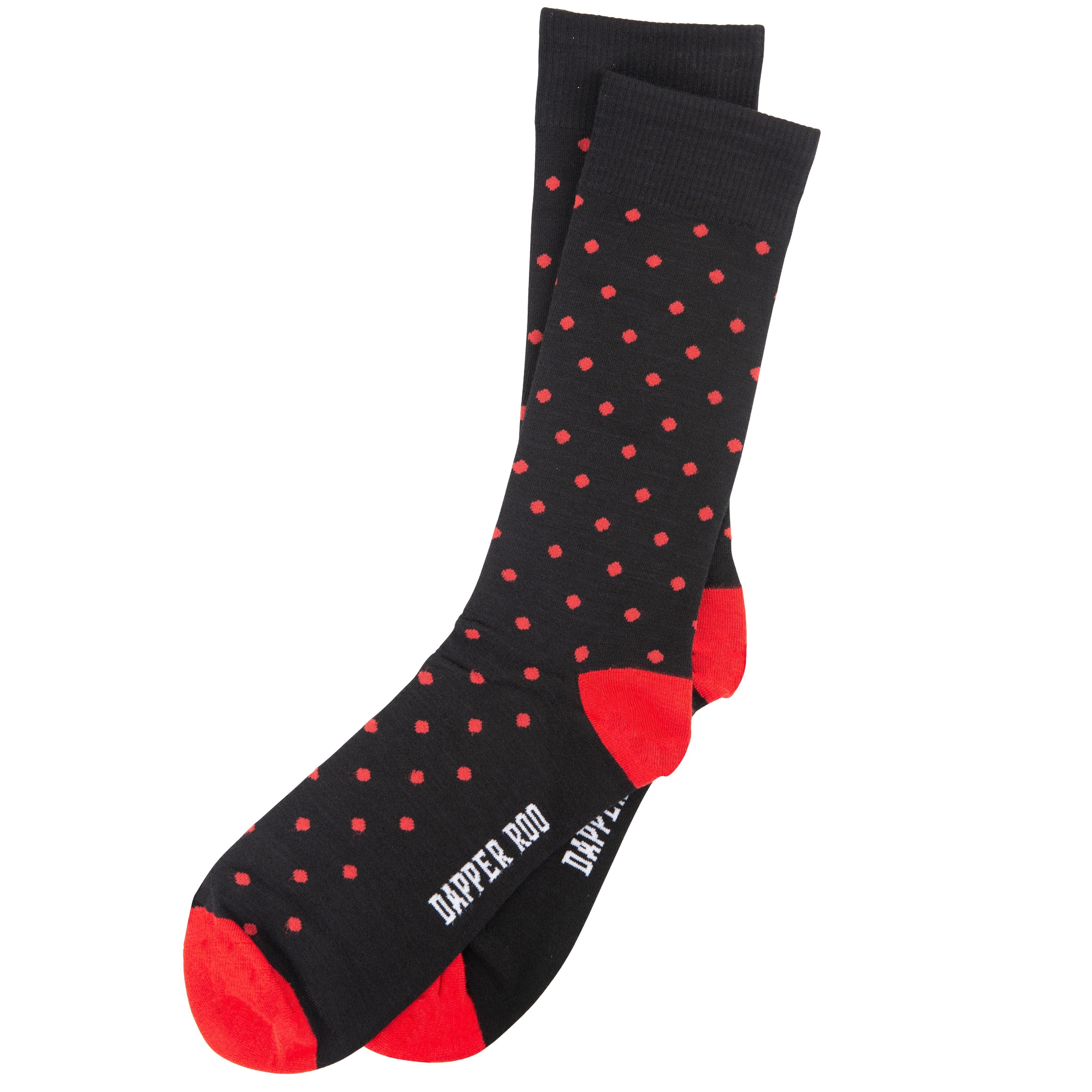 Spotted Red Dot Black Bamboo Socks by Dapper Roo Socks Dapper Roo Default