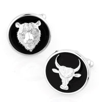 Bull & Bear Black Enamel Cufflinks Novelty Cufflinks Clinks Australia