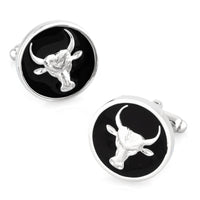 Bull Black Enamel Cufflinks Novelty Cufflinks Clinks Australia Bull Black Enamel Cufflinks