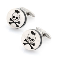 Skull and Cross Bones Silver and Black Cufflinks Novelty Cufflinks Clinks Australia