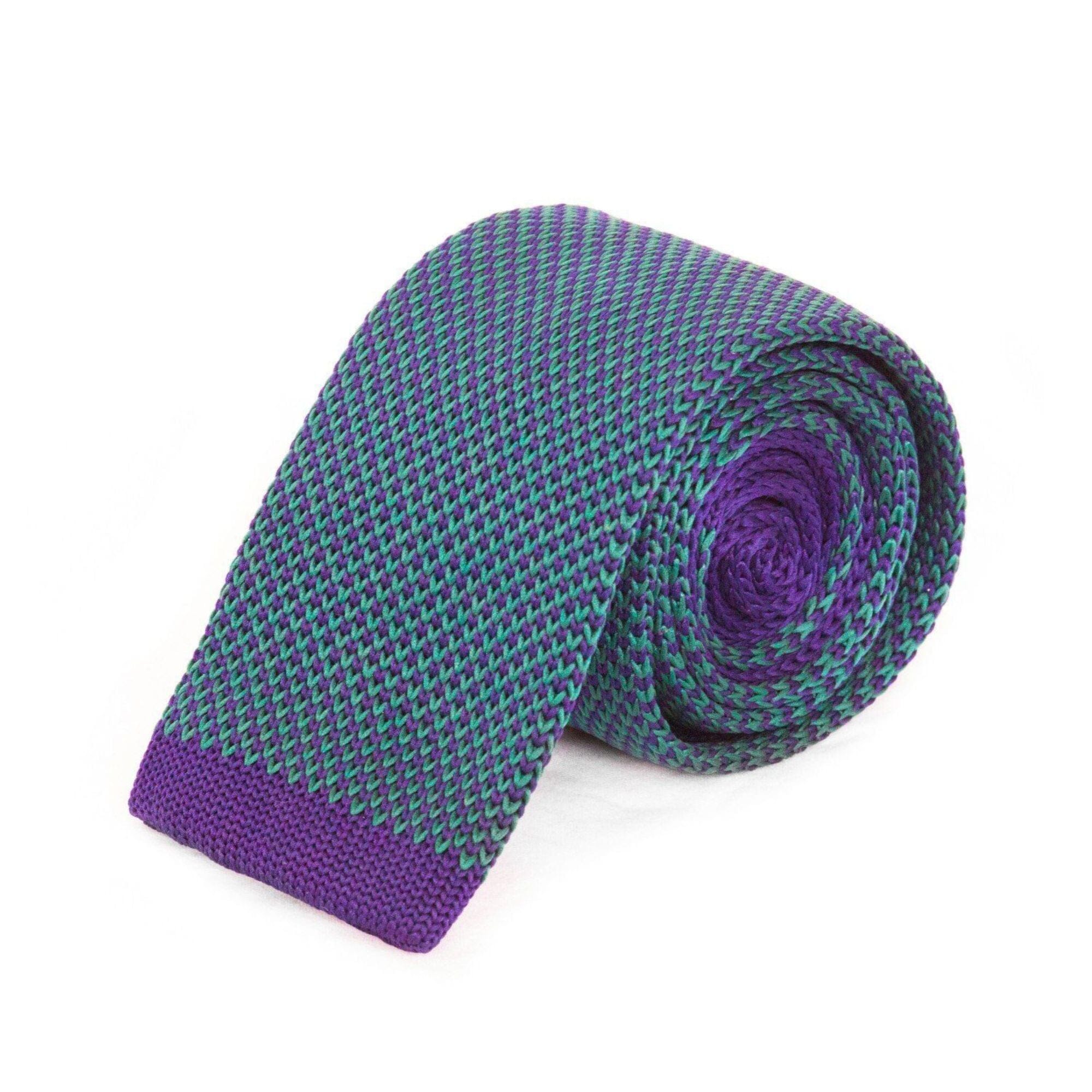 Green and Navy Weave Knitted Tie Ties Cuffed.com.au
