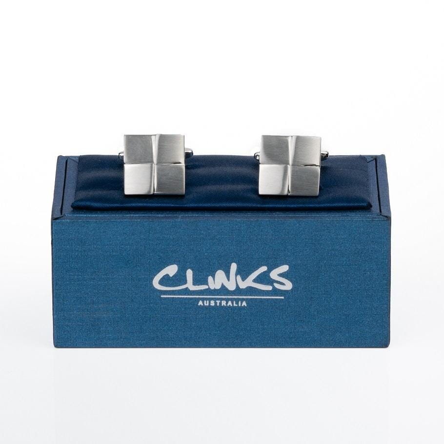 Silver Four-Square Cufflinks Classic & Modern Cufflinks Clinks Australia