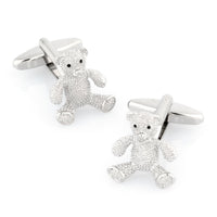 Silver Textured Teddy Bear Cufflinks Novelty Cufflinks Clinks Australia