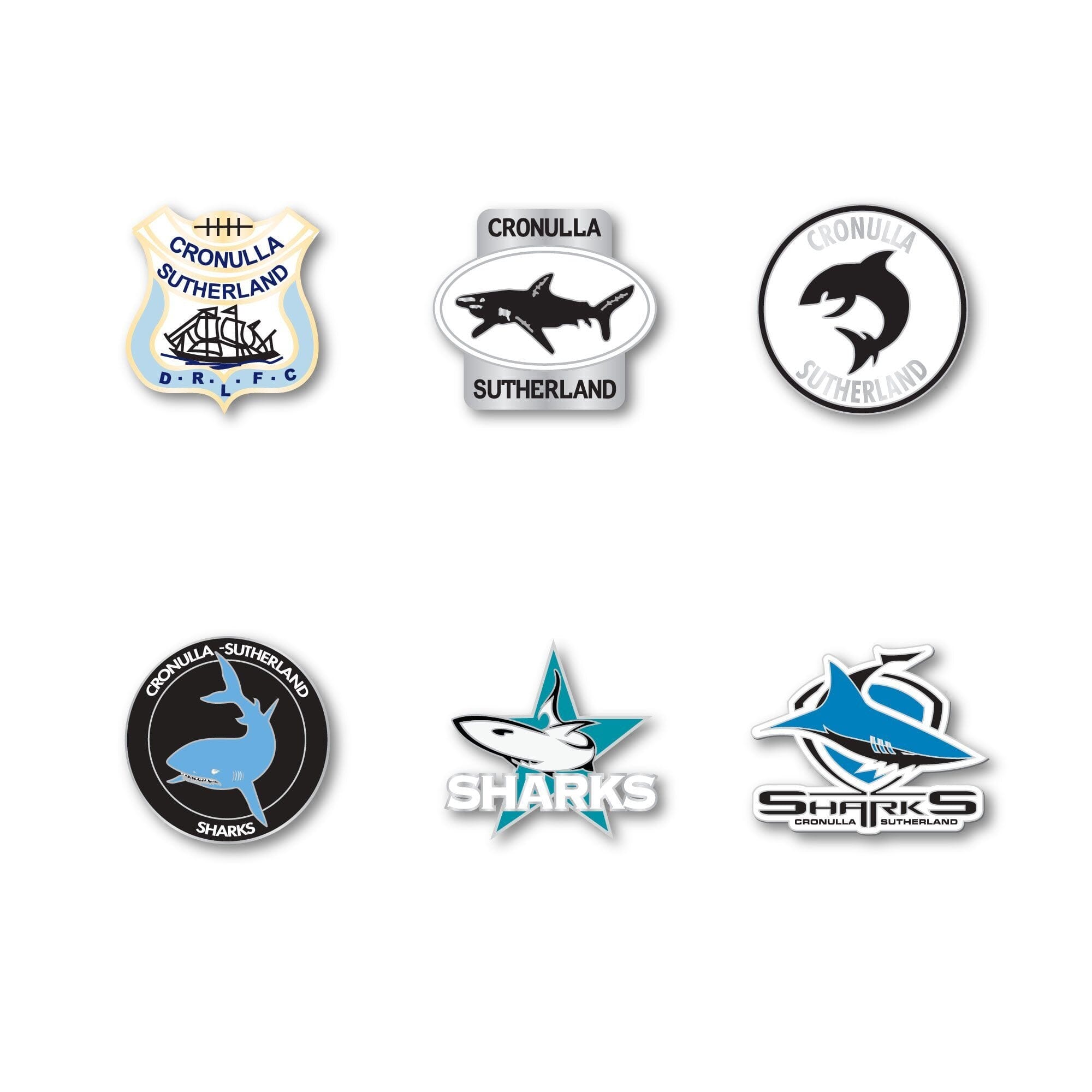 Cronulla-Sutherland Sharks Logo NRL Pin Set Lapel Pin Clinks Default