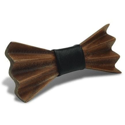 Dark Wood 3D Accordion Style Kids Bow Tie in Leatherette Bow Ties Clinks Dark Wood 3D Accordion Style Kids Bow Tie in Leatherette