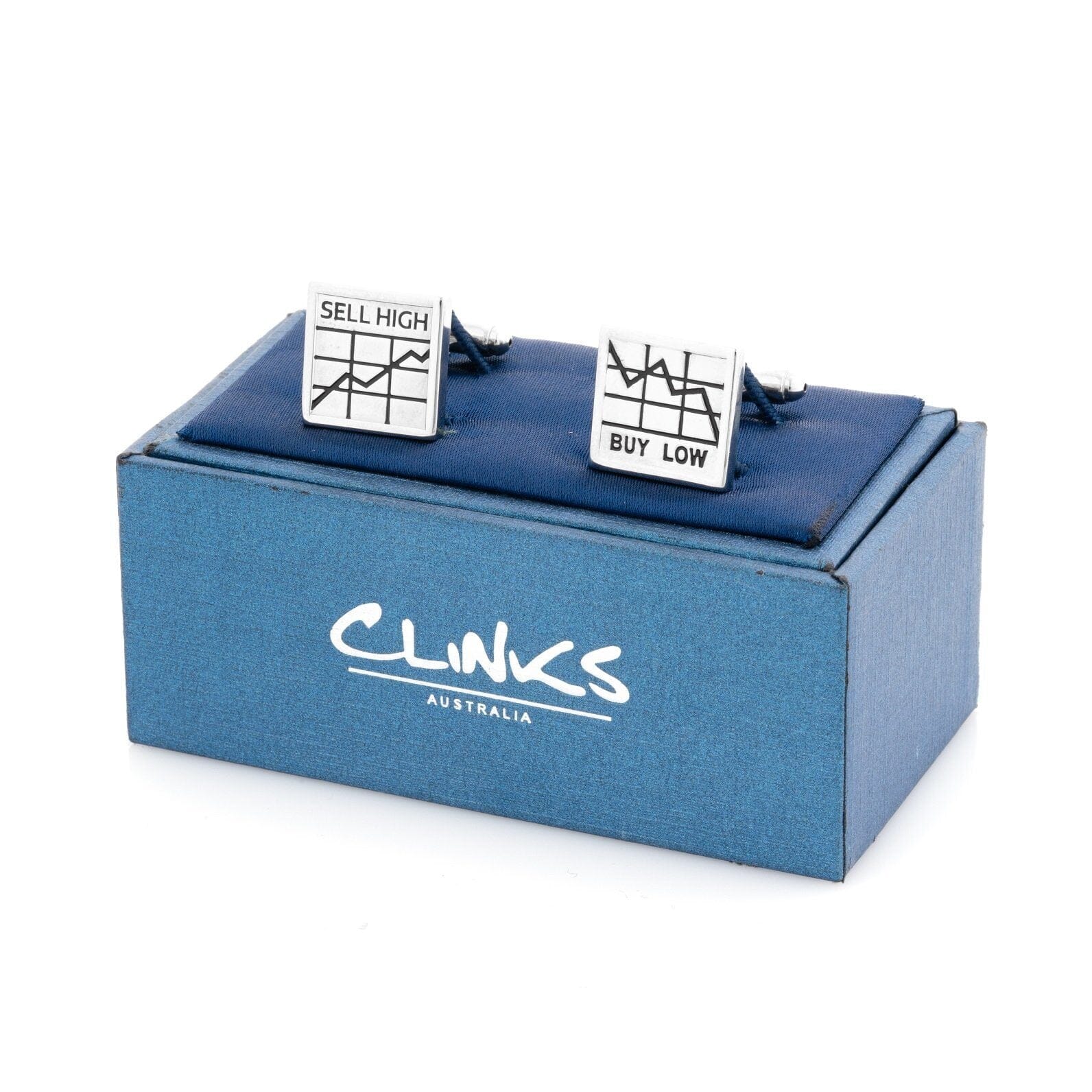 Buy Low Sell High Silver Cufflinks Novelty Cufflinks Clinks Australia