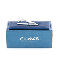 Brushed Silver with Dark Blue Edge Small Tie Clip Tie Clips Clinks Australia