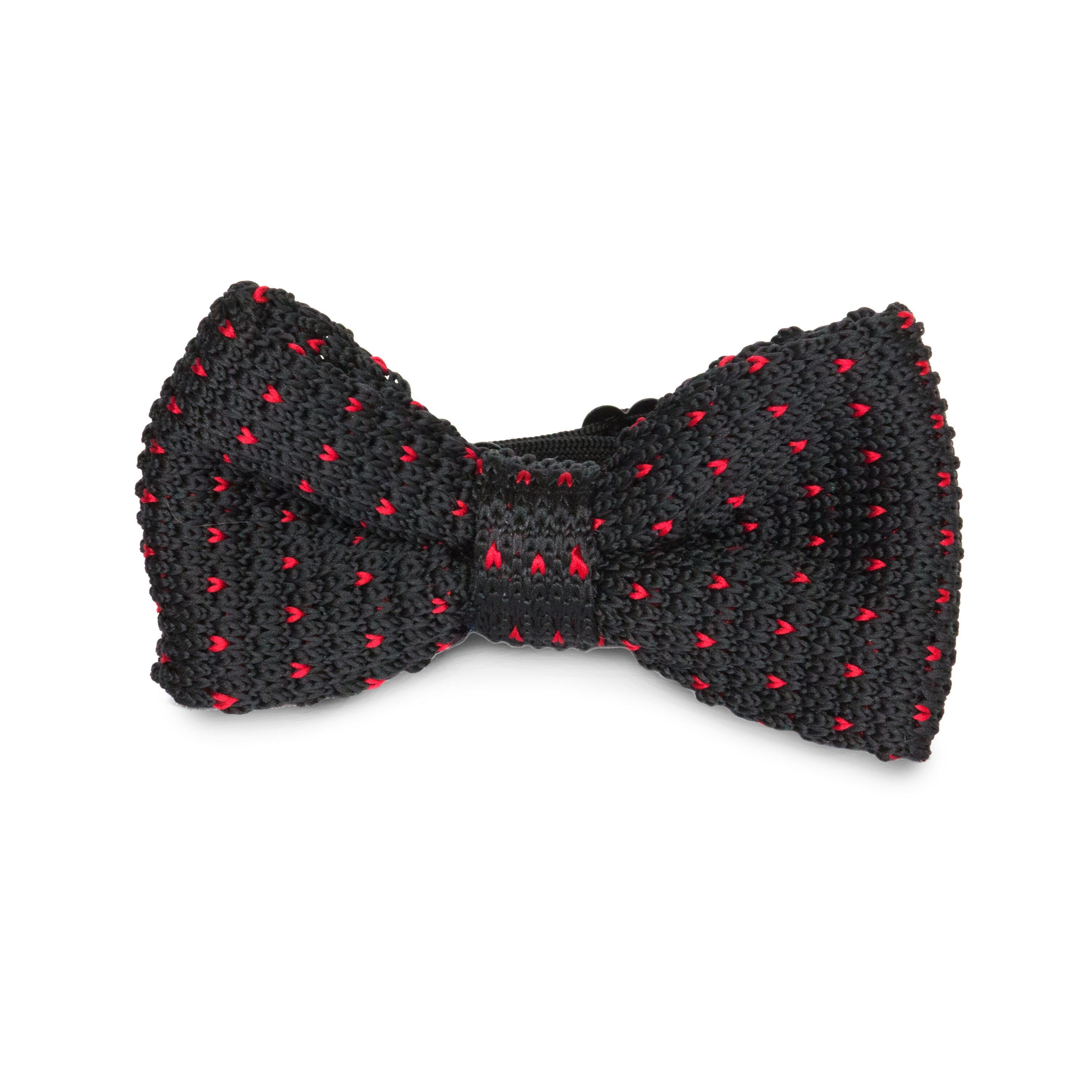 Black/Red Dot Adult Knit Bowtie Bow Ties Clinks Australia Black/Red Dot Adult Knit Bowtie