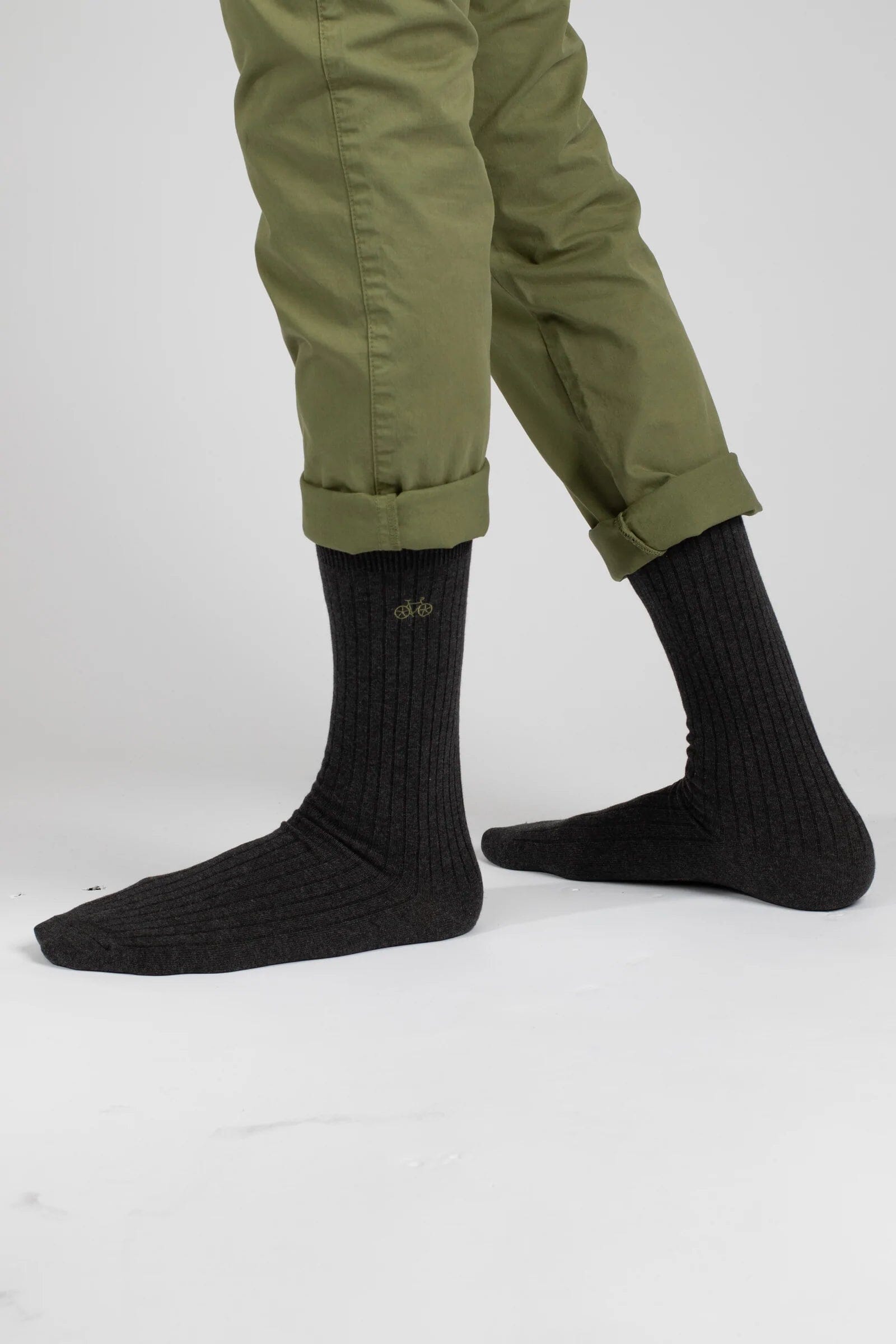 Charcoal Marle Ribbed Socks Socks Clinks