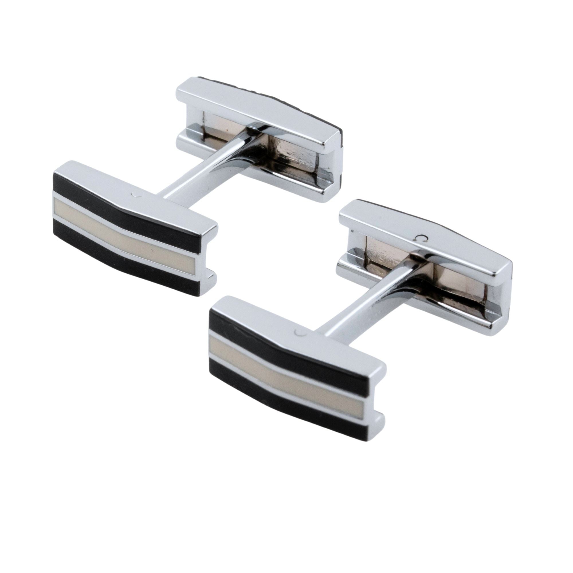 Black and White Flip Flat Cufflinks Classic & Modern Cufflinks Clinks Australia Black and White Flip Flat Cufflinks