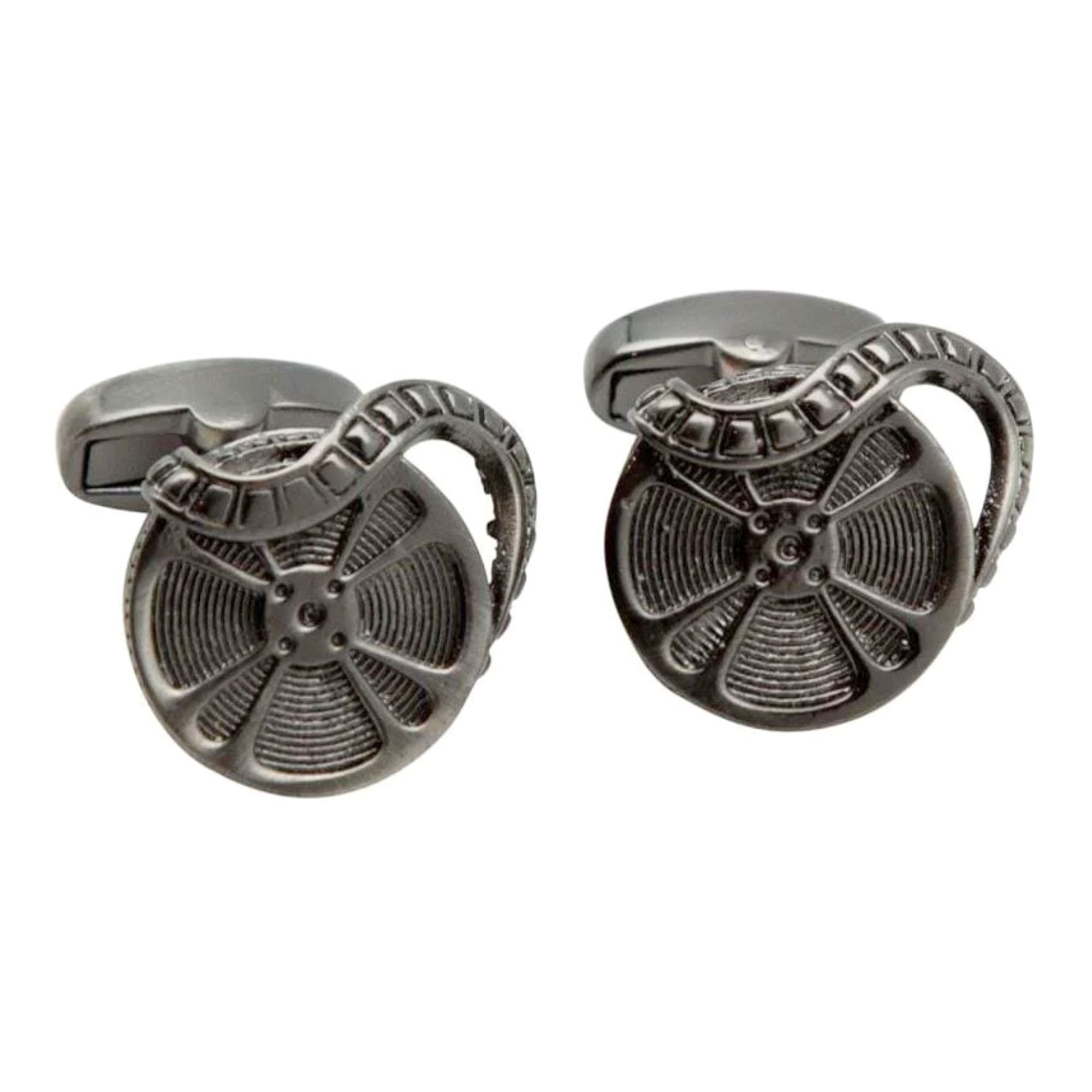 Movie Film Reel Cufflinks in Gunmetal Novelty Cufflinks Clinks Australia