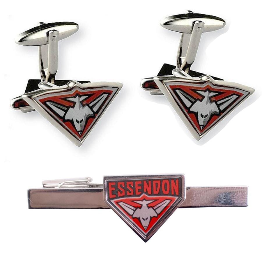 Colour Essendon Logo AFL Cufflinks & Tie Bar Set Gift Set Clinks Australia Default