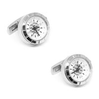 Round Silver Carbon Fibre Working Watch Clock Cufflinks Novelty Cufflinks Clinks Australia Round Silver Carbon Fibre Working Watch Clock Cufflinks