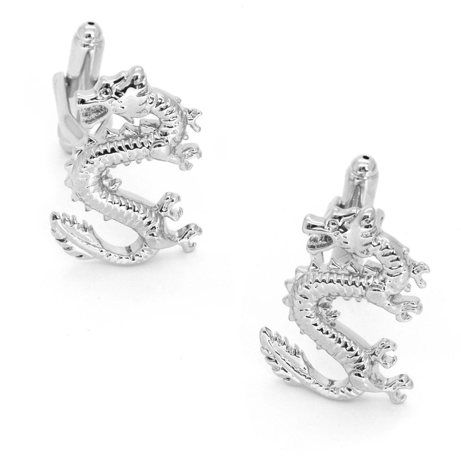 Silver Lucky Chinese Dragon Cufflinks Novelty Cufflinks Clinks Australia