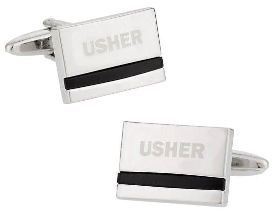 Usher Laser Etched Onyx Silver Wedding Cufflinks Wedding Cufflinks Clinks Australia