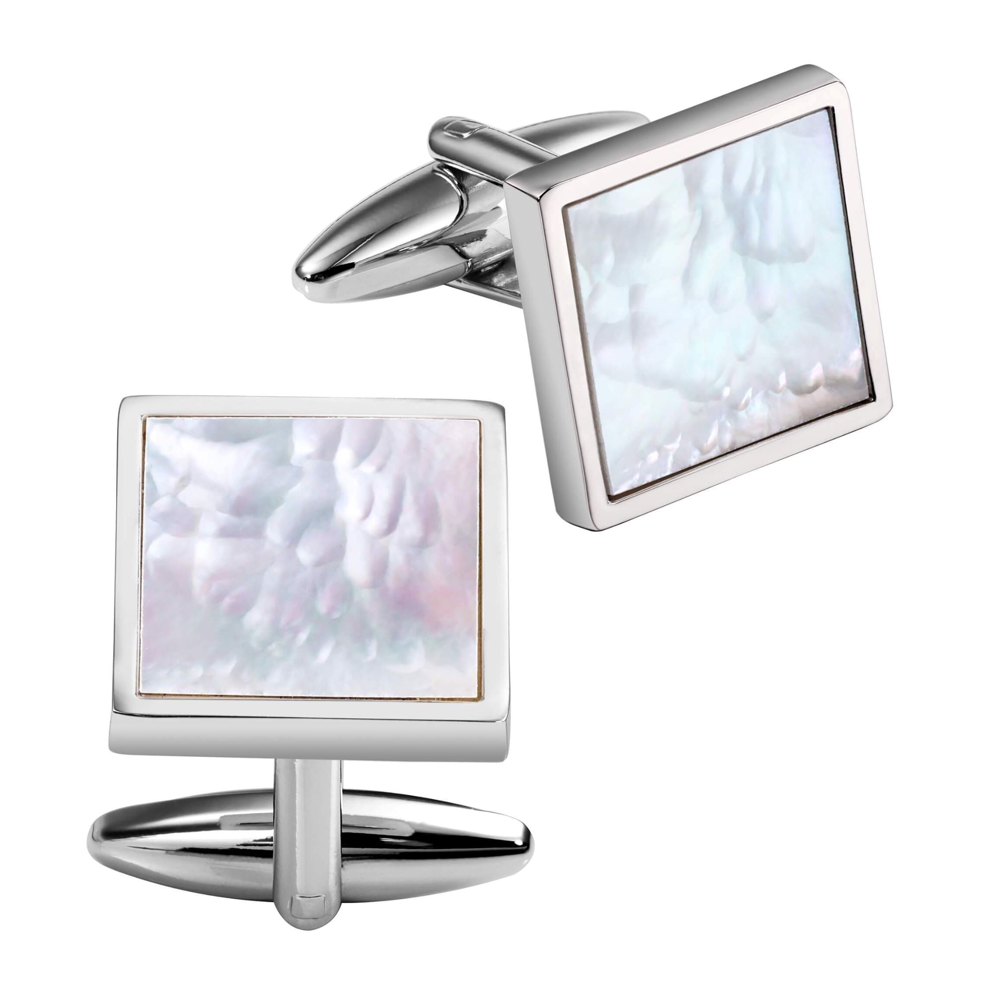 Mother of Pearl in Silver Square II Cufflinks Classic & Modern Cufflinks Clinks Australia