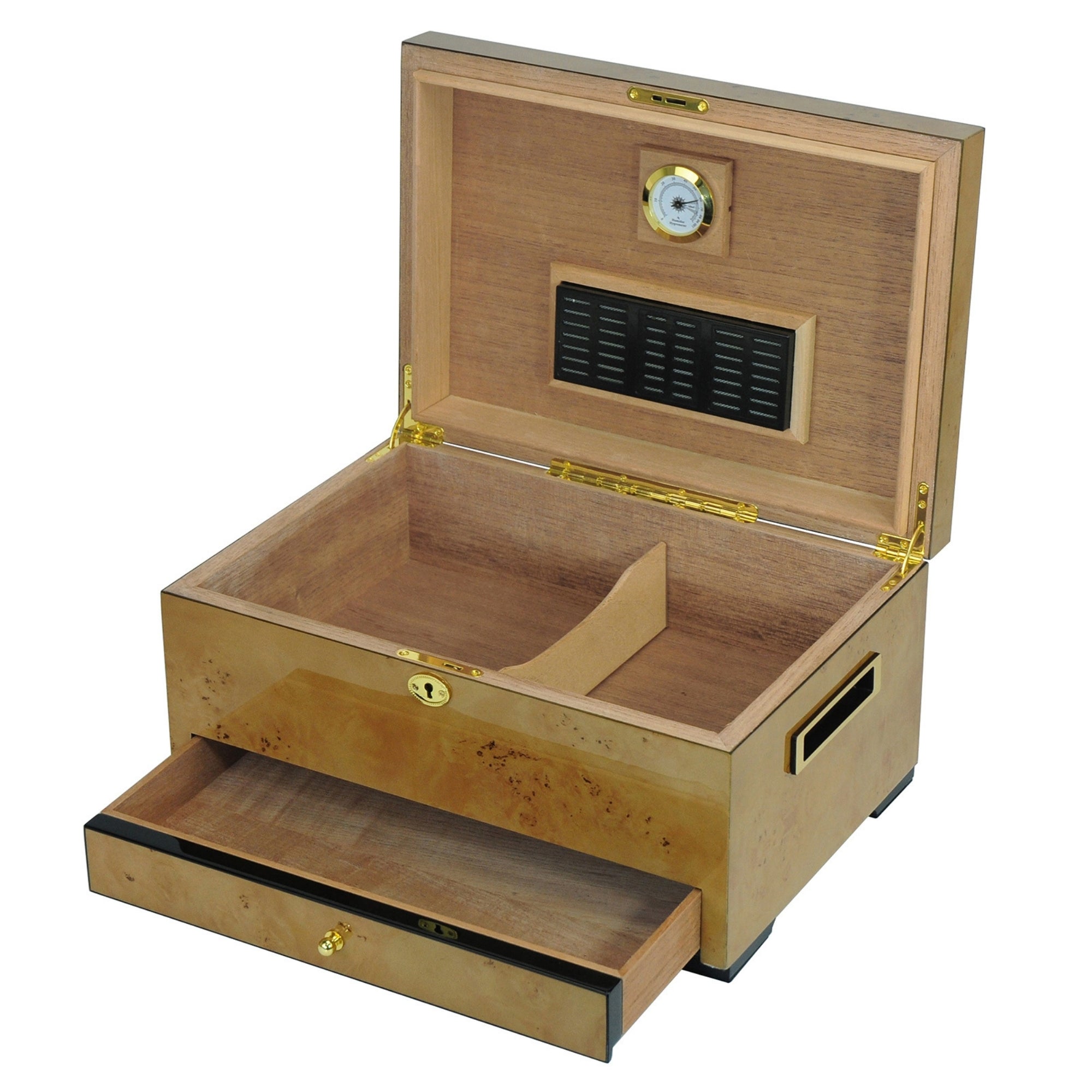 Seconds - 100 CT World Map Burl Cigar Humidor Spanish Cedar Box for Cigars