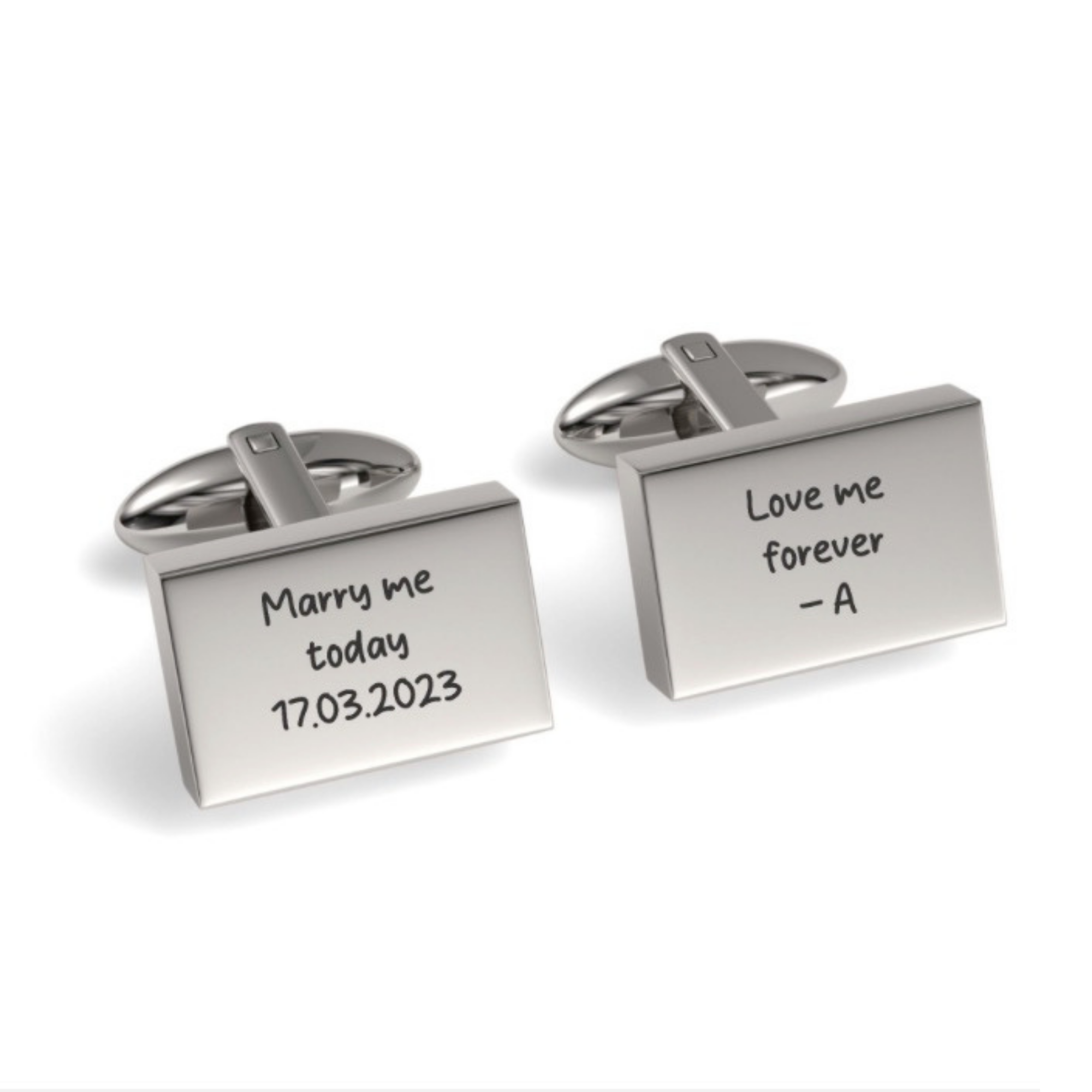 Custom Handwriting Engraved Rectangle Cufflinks