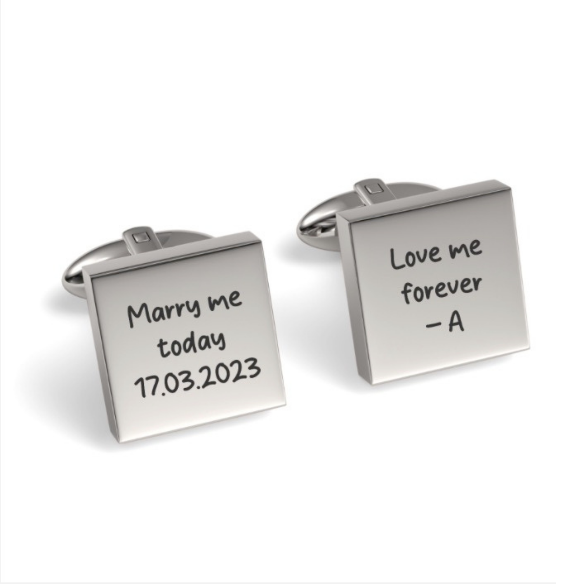 Custom Handwriting Engraved Square Cufflinks
