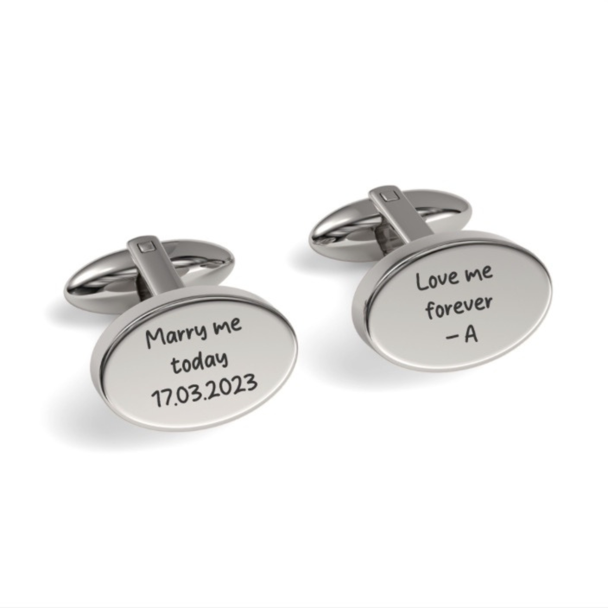 Custom Handwriting Engraved Oval Cufflinks