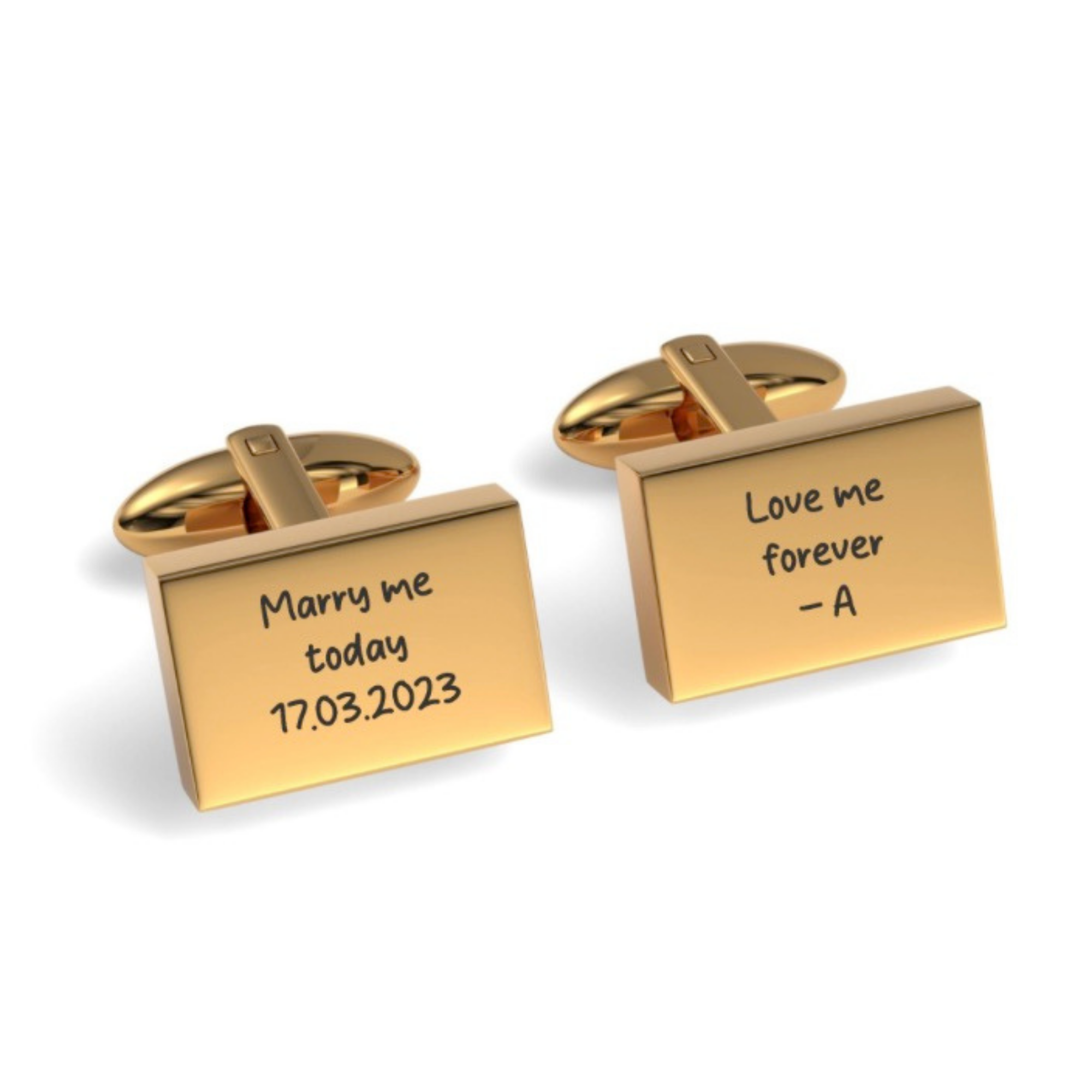 Custom Handwriting Engraved Rectangle Cufflinks