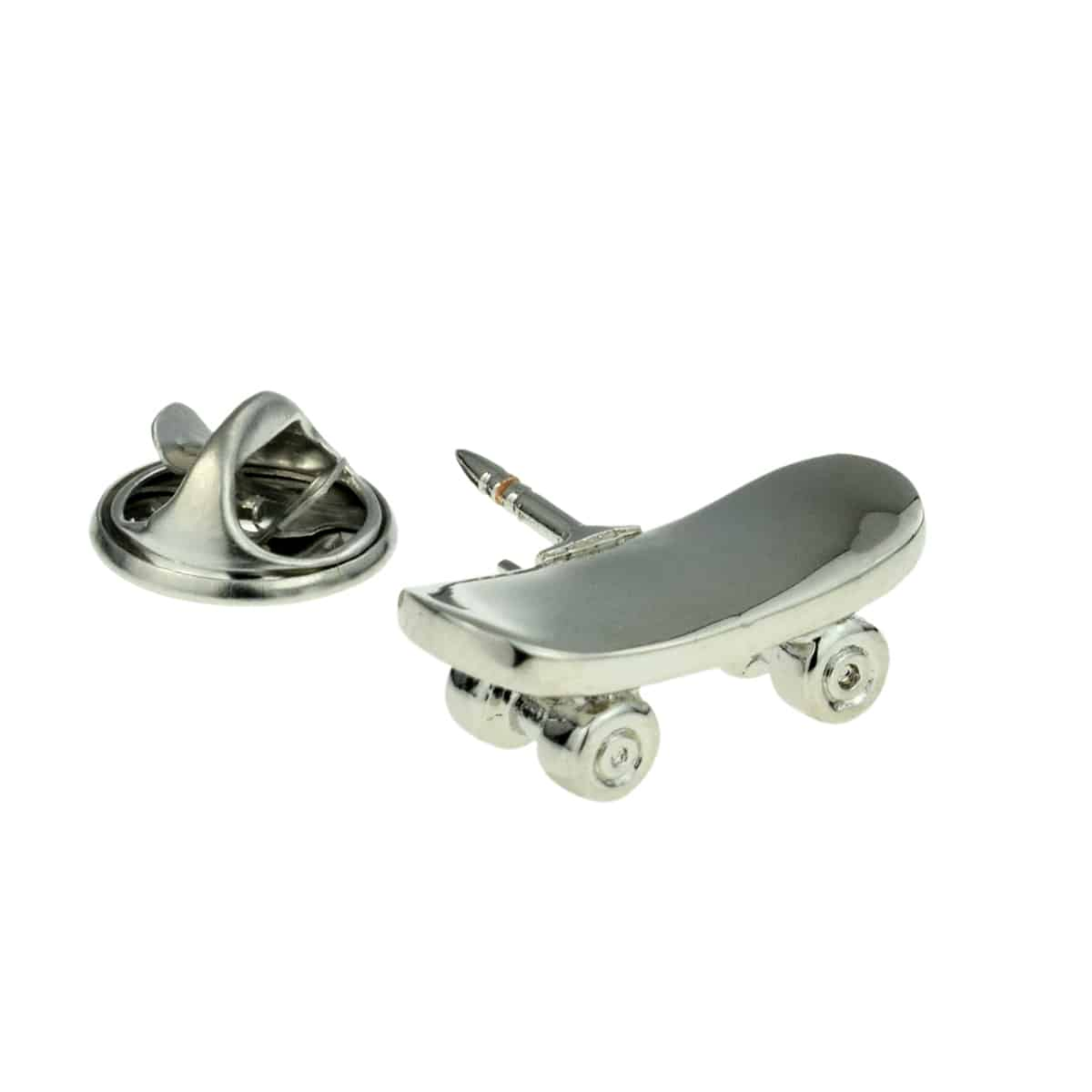 Silver Skateboard Design Lapel Pin Badge