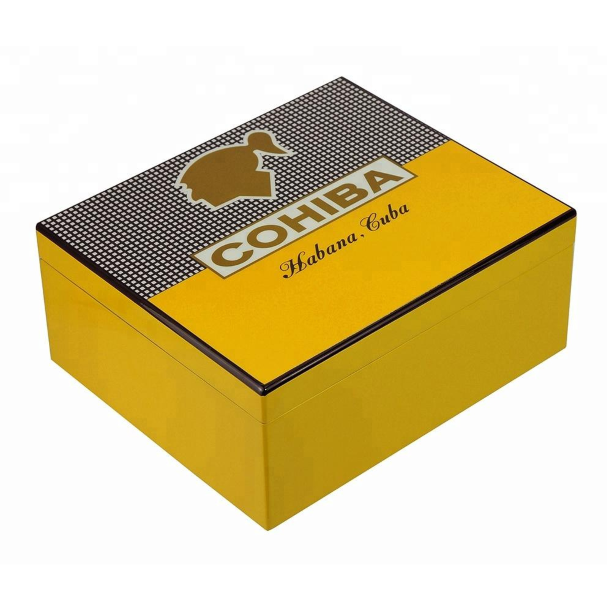 25 Cigar Yellow & Carbon Fibre Humidor Box for Cigars
