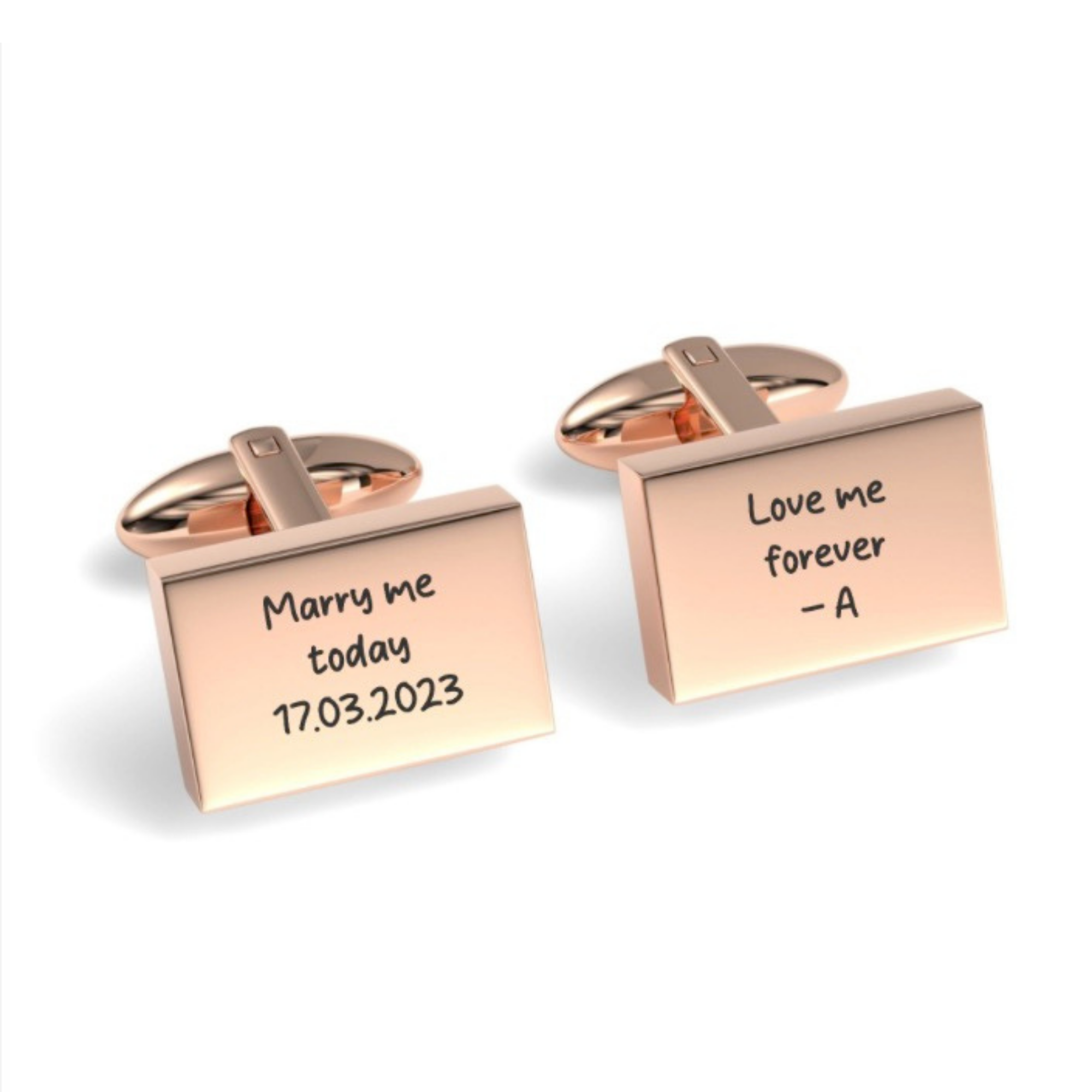 Custom Handwriting Engraved Rectangle Cufflinks