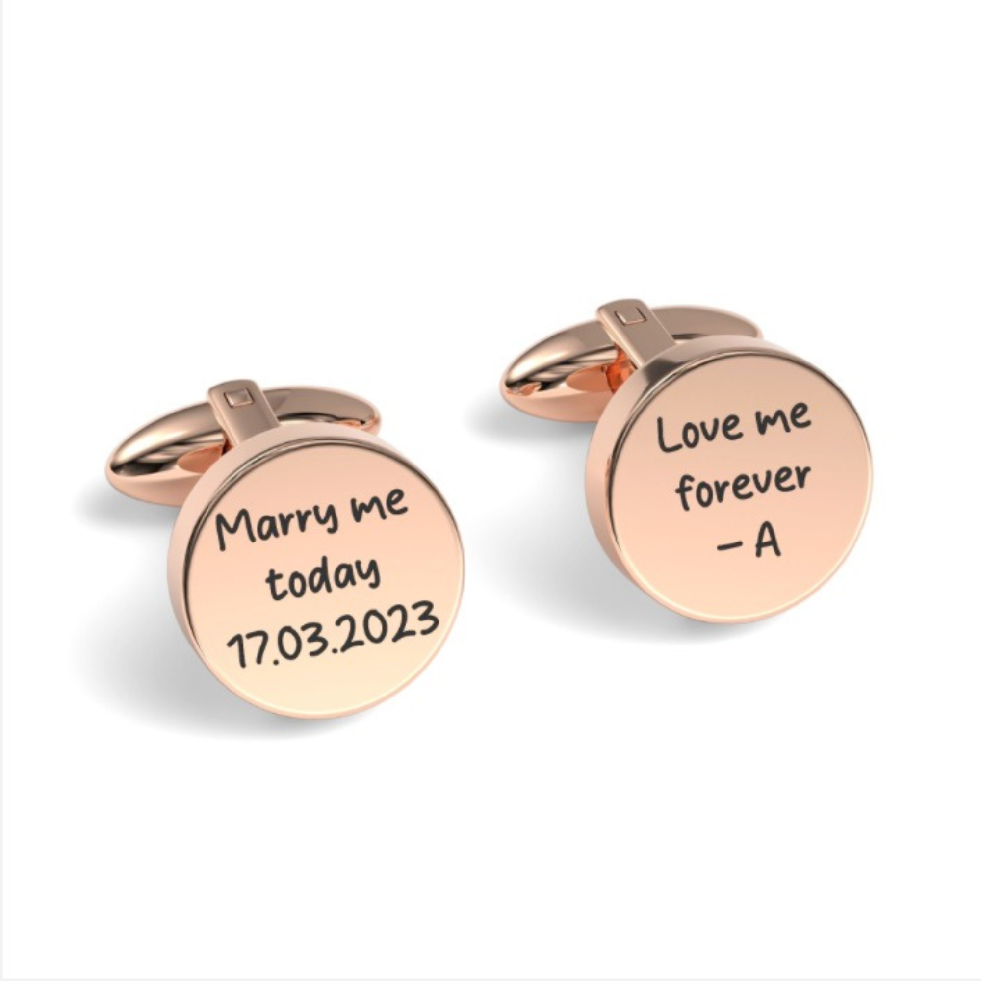 Custom Handwriting Engraved Round Cufflinks