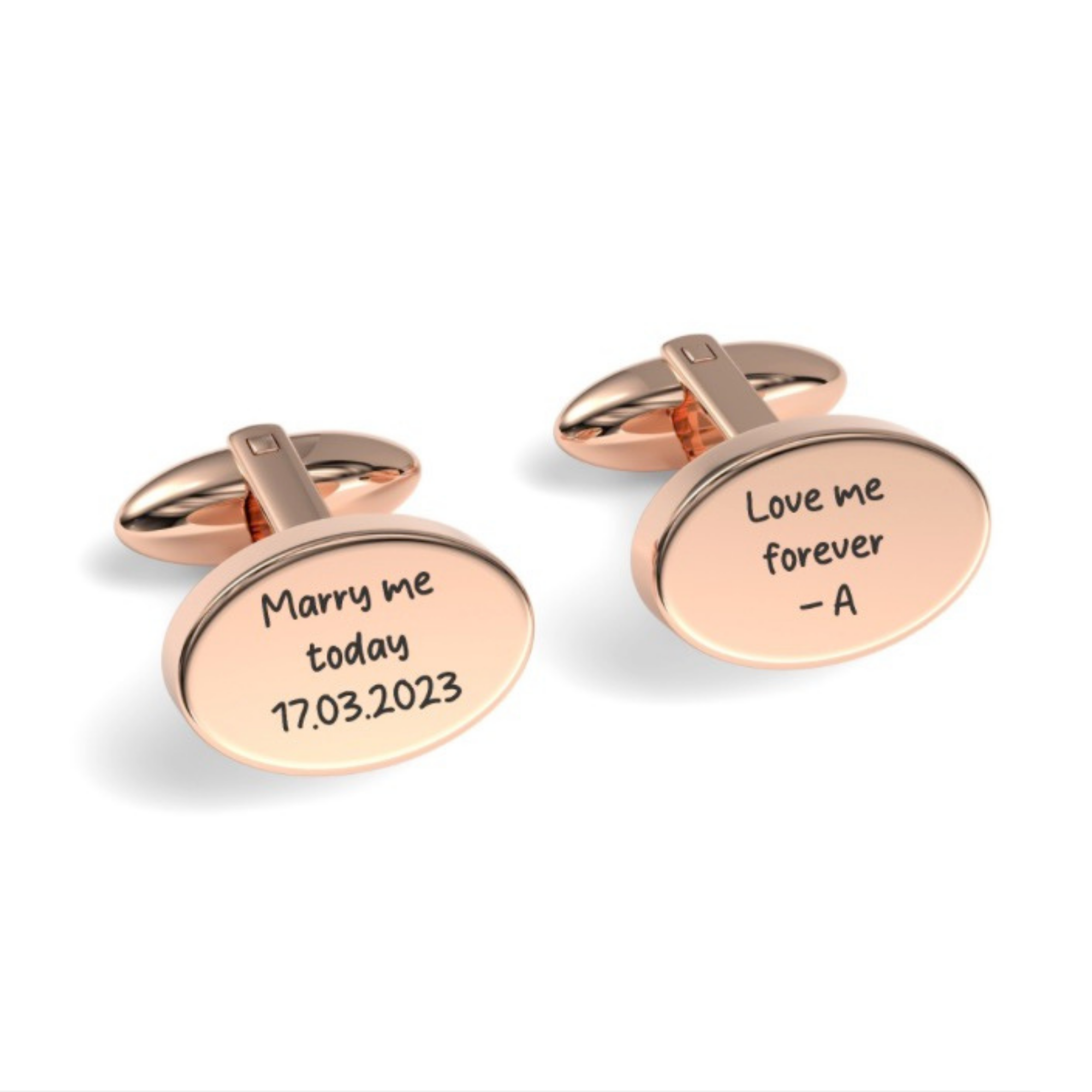 Custom Handwriting Engraved Oval Cufflinks