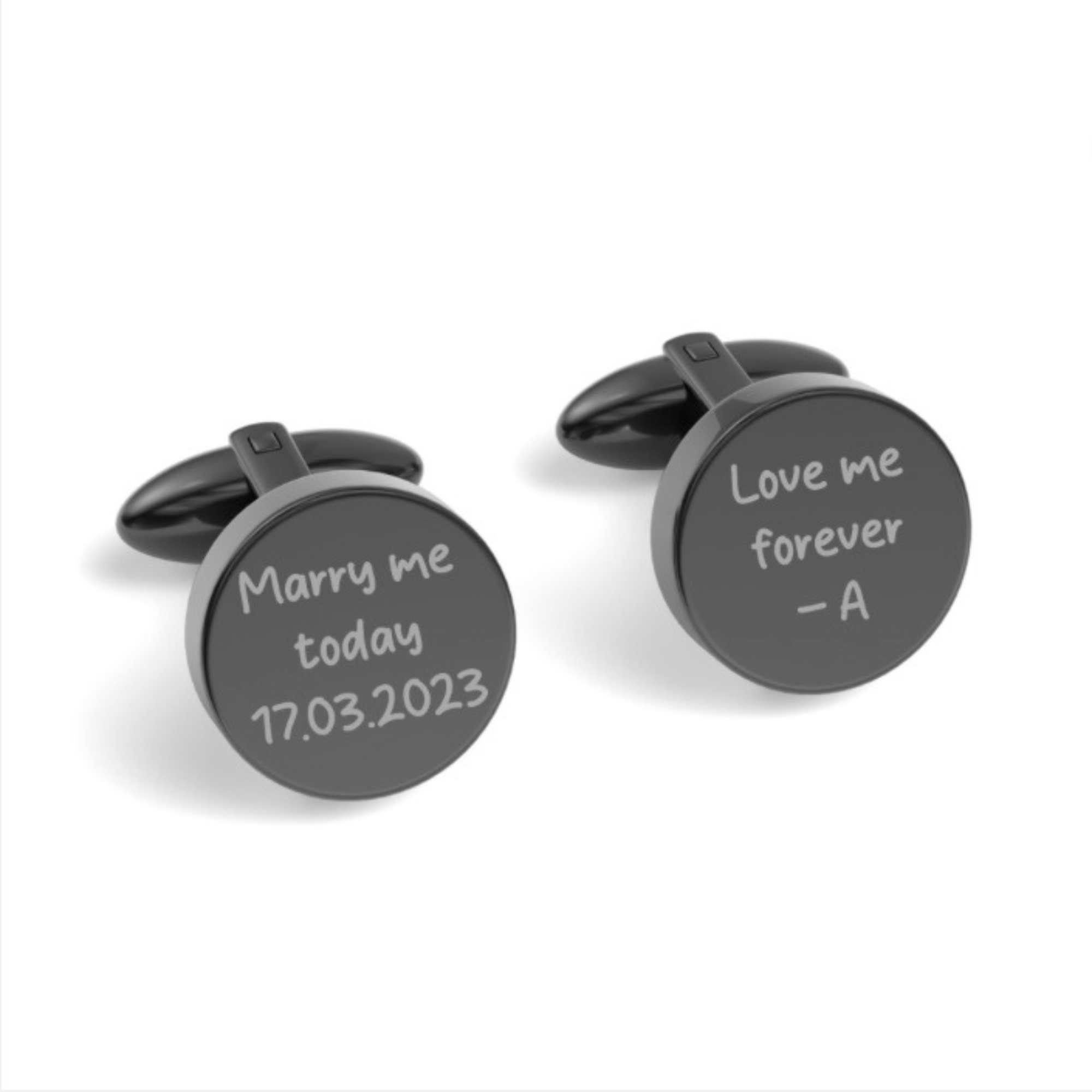 Custom Handwriting Engraved Round Cufflinks