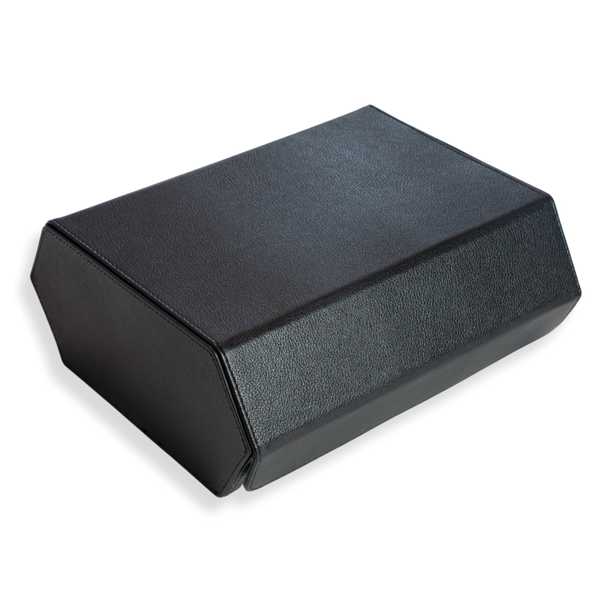 Seconds - Hex Leather Watch Roll 6 Slots in Black/Charcoal