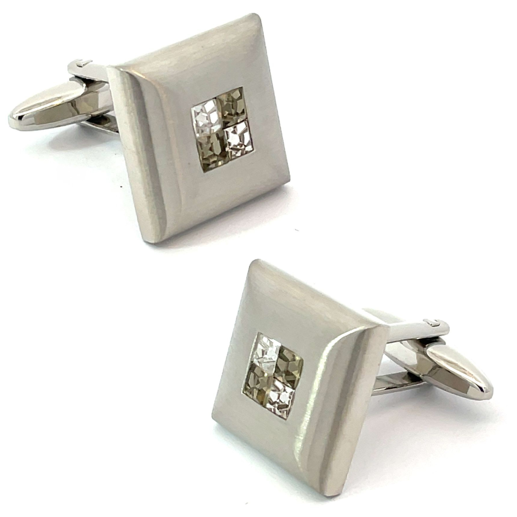 Smokey Crystal Four Square Cufflinks